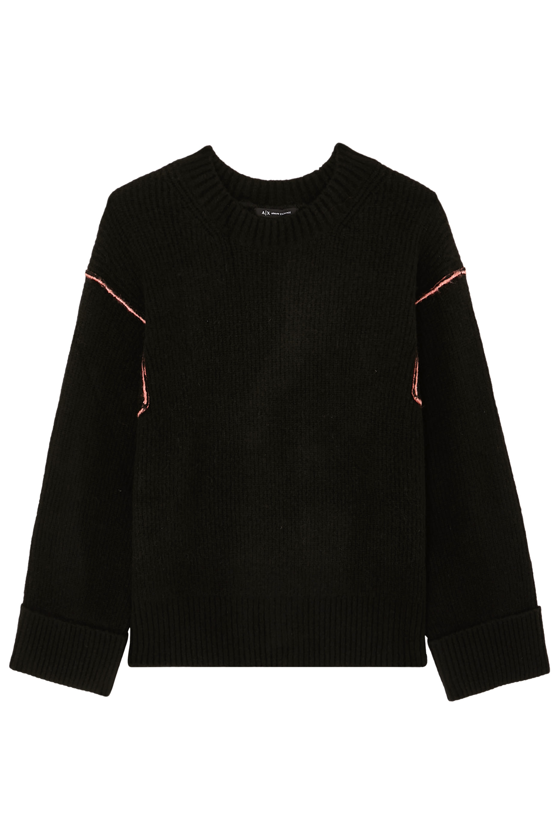 Crew Neck Folded Sleeves Pullover