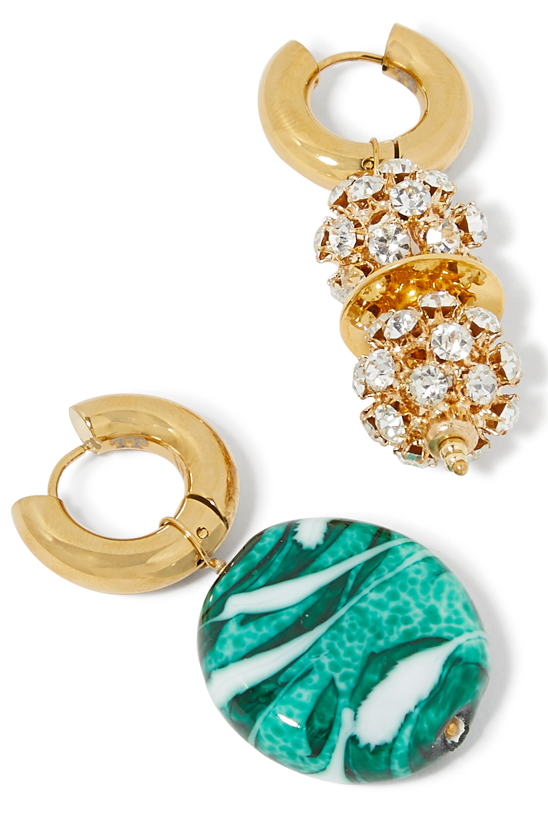 Mix & Match Earrings, 24k Gold-Plated Brass & Crystals
