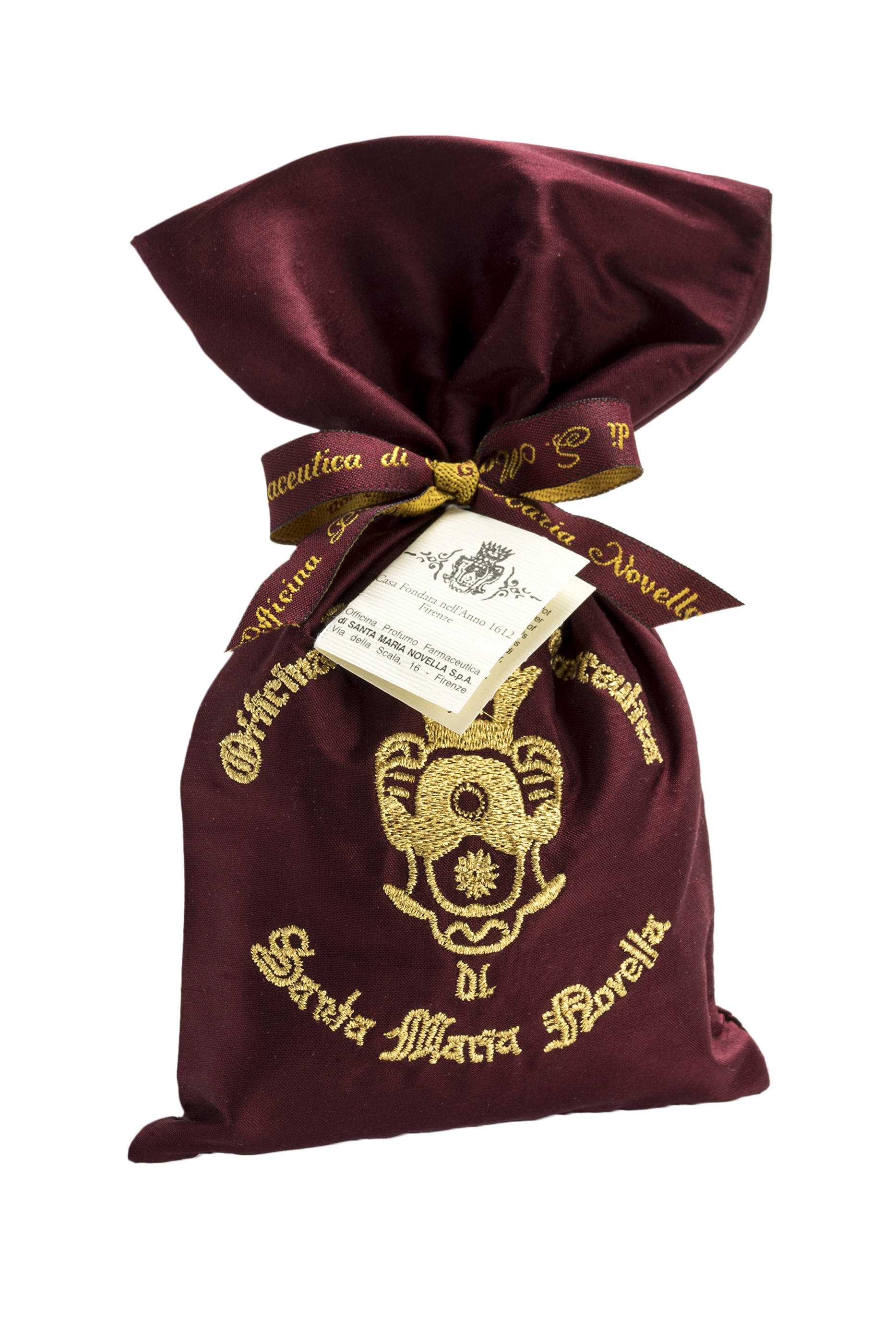 Pot Pourri in Embroidered Maroon Silk Sachet Refill