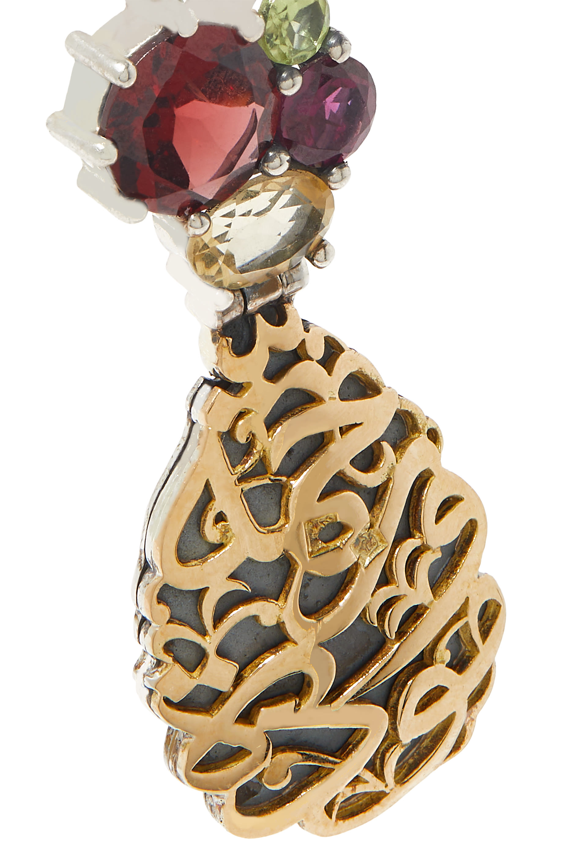 Teardrop Calligraphy Earrings, 18k Gold & Sterling Silver