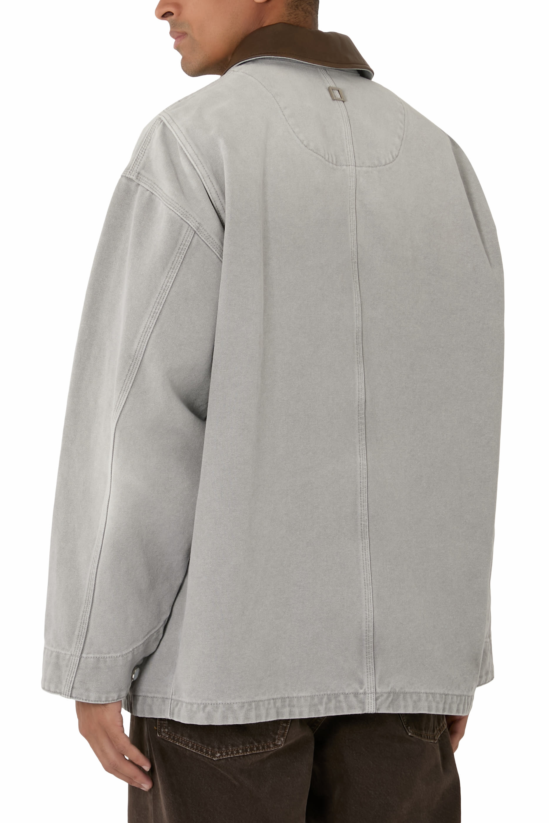 Leather Collar Dyed Denim Coat