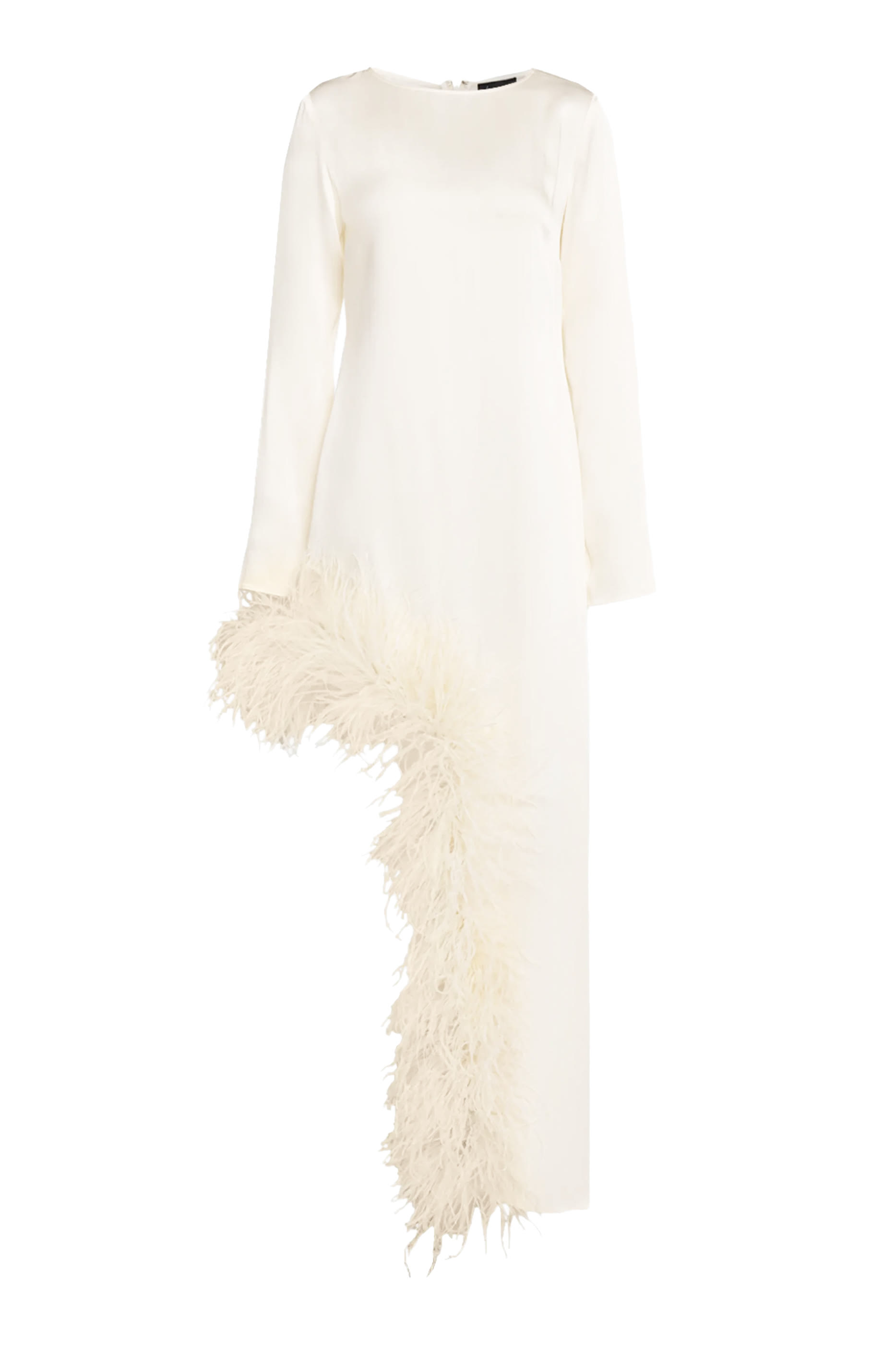 Satin Mini Dress With Feathers 