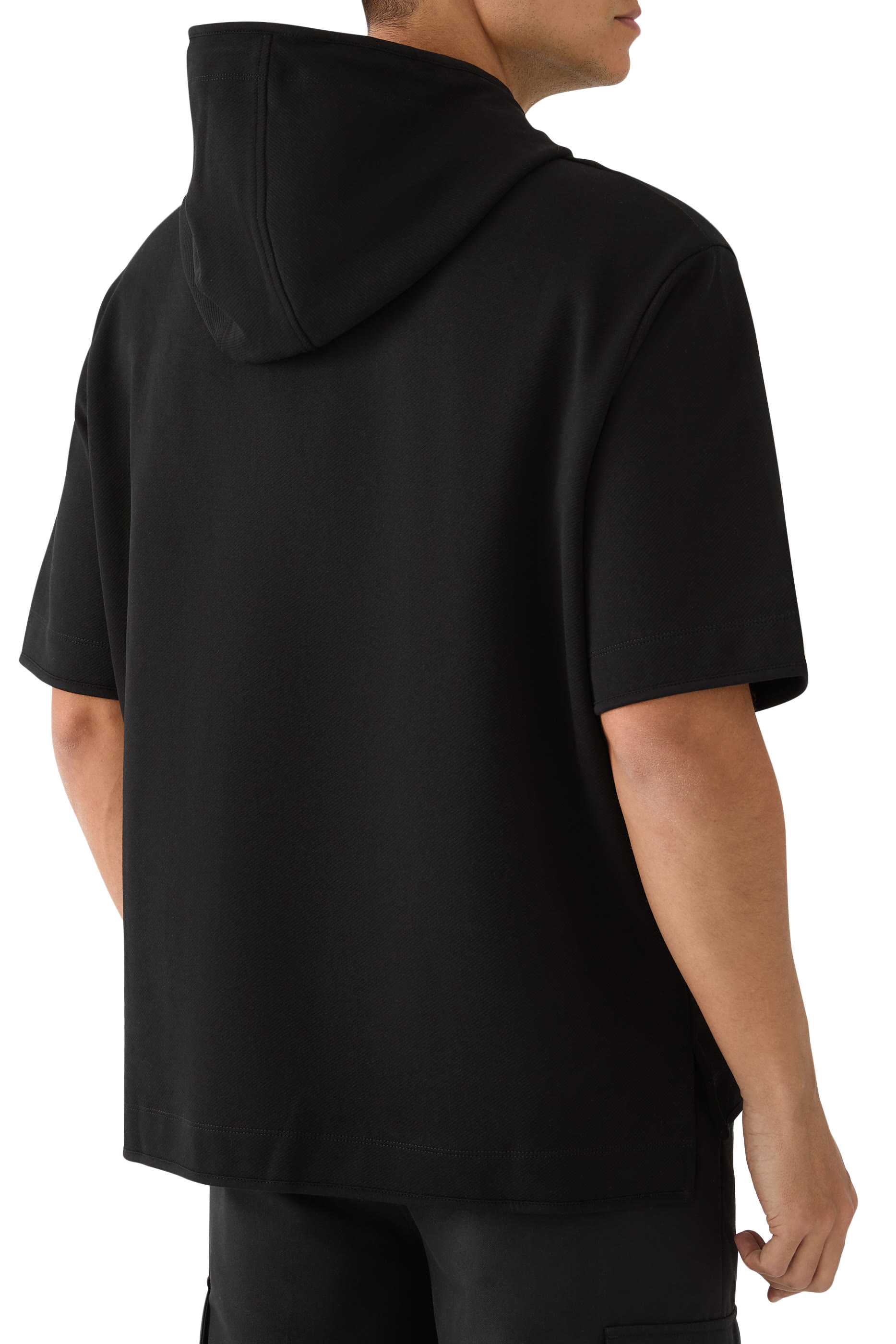 Short-Sleeved Oversized Jersey Hooded Sweatshirt