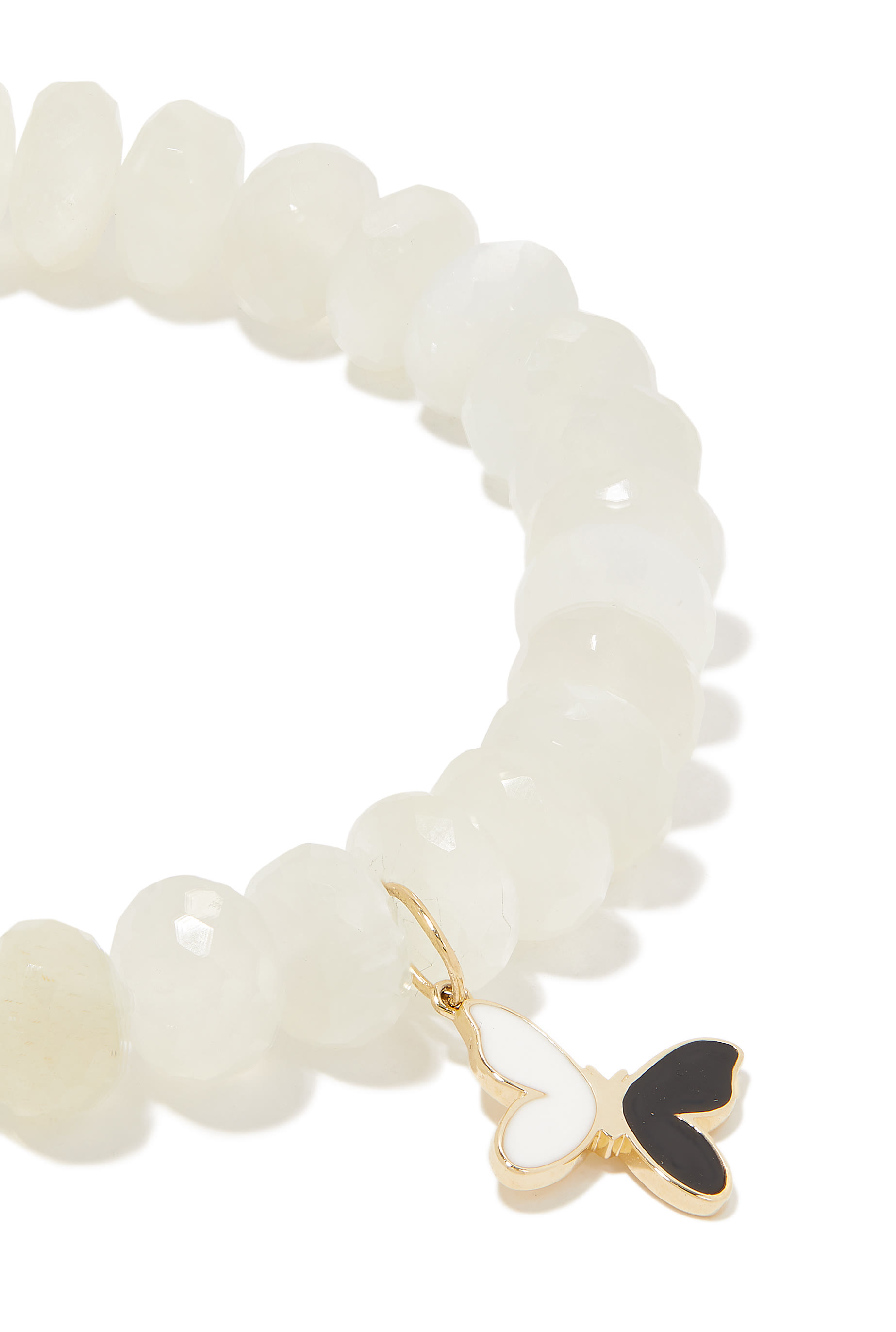 Butterfly Charm Moonstone Bracelet, 14k Yellow Gold & Moonstone