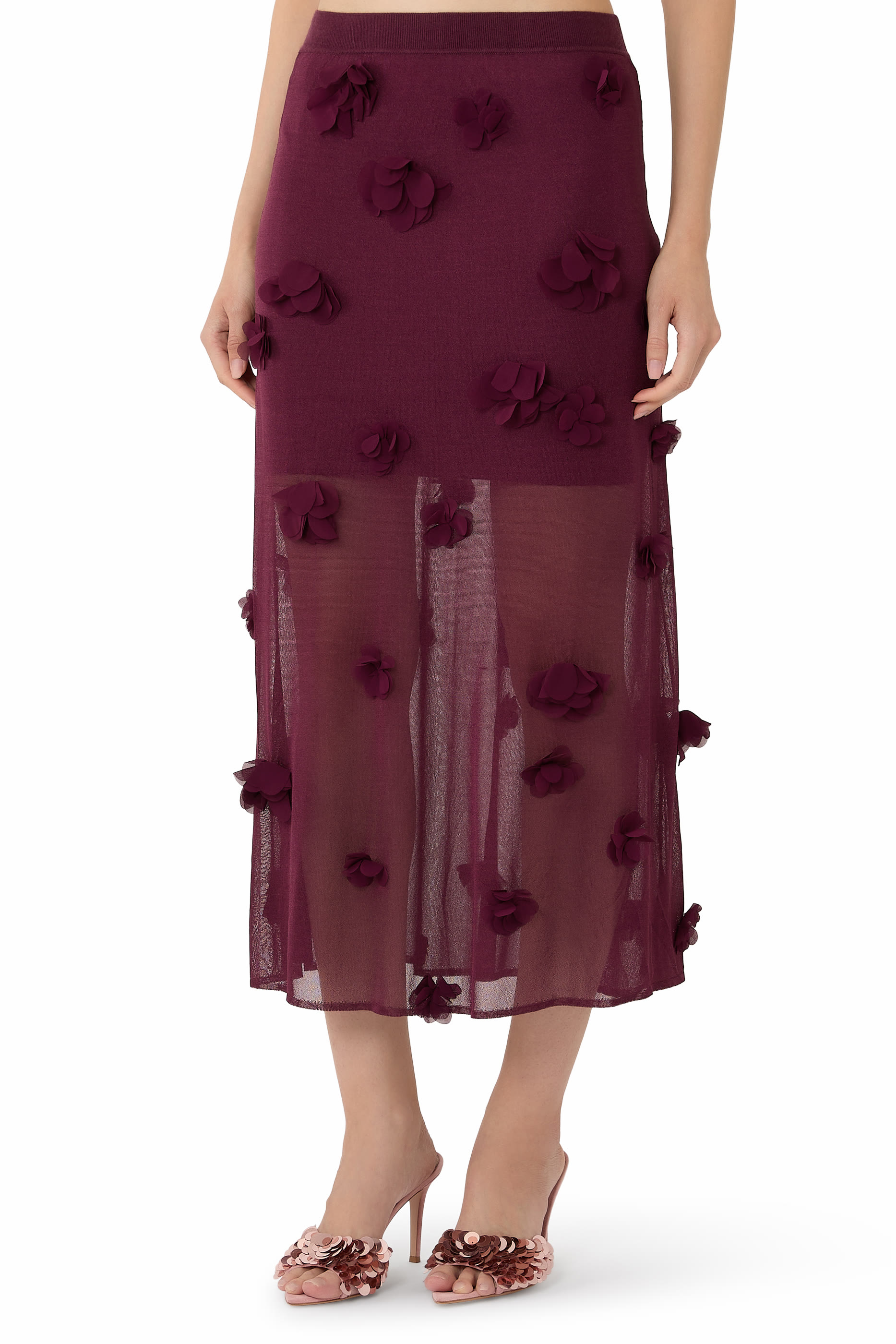 Cora Floral Appliqu&eacute; Midi Skirt