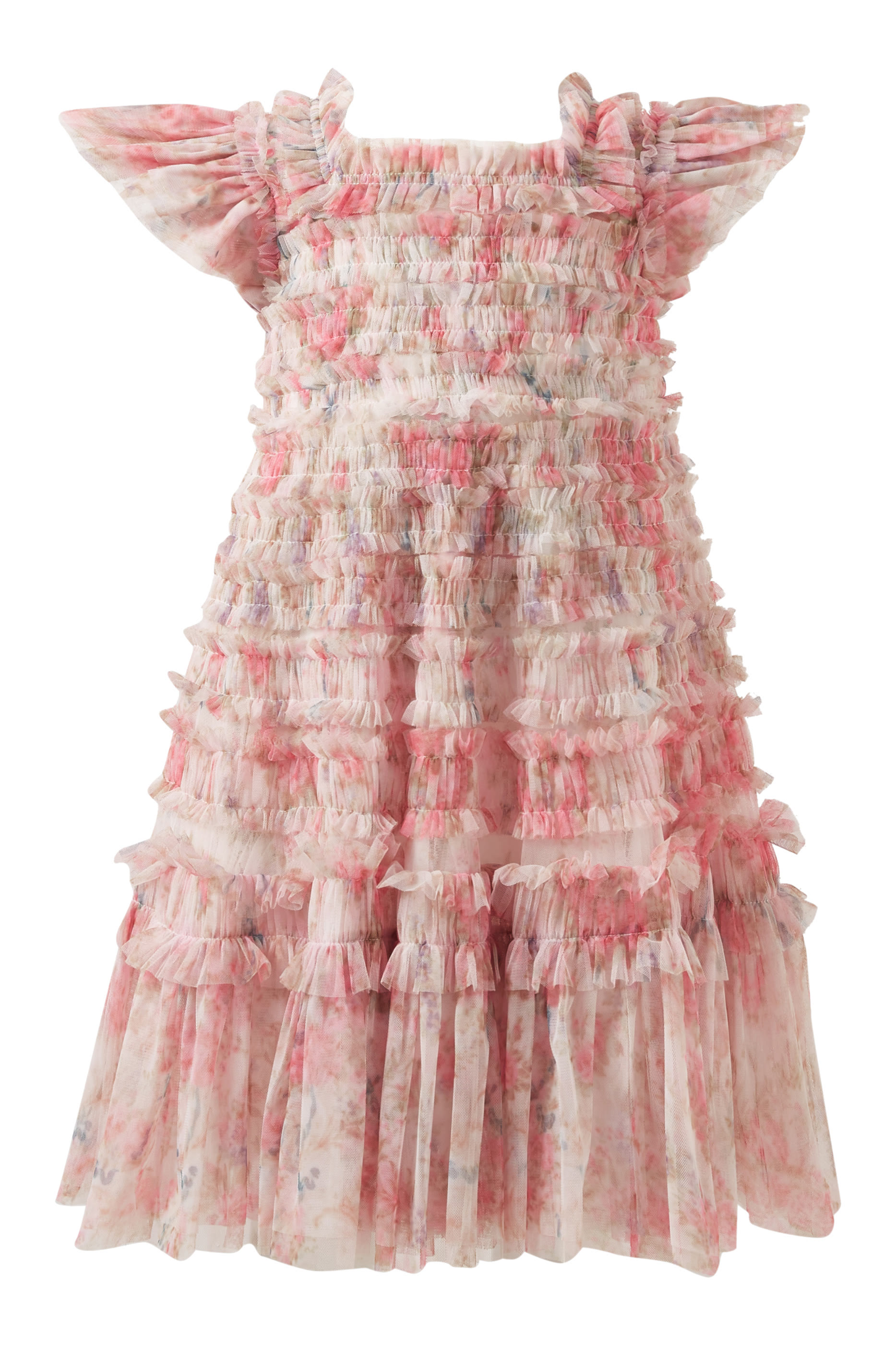 Kids Floral Wreath Short Sleeved Dress