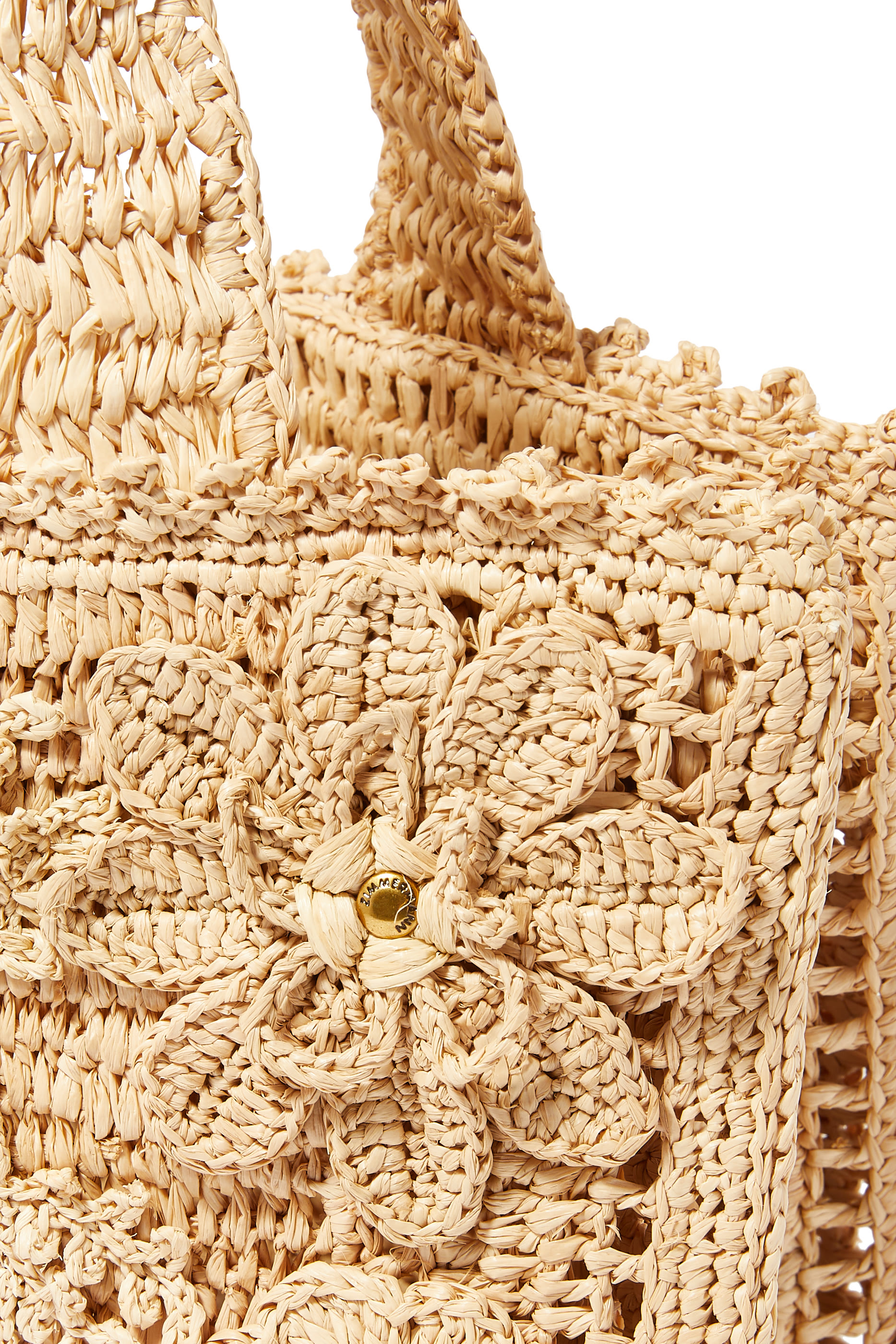 Floral Raffia Mini Tote Bag