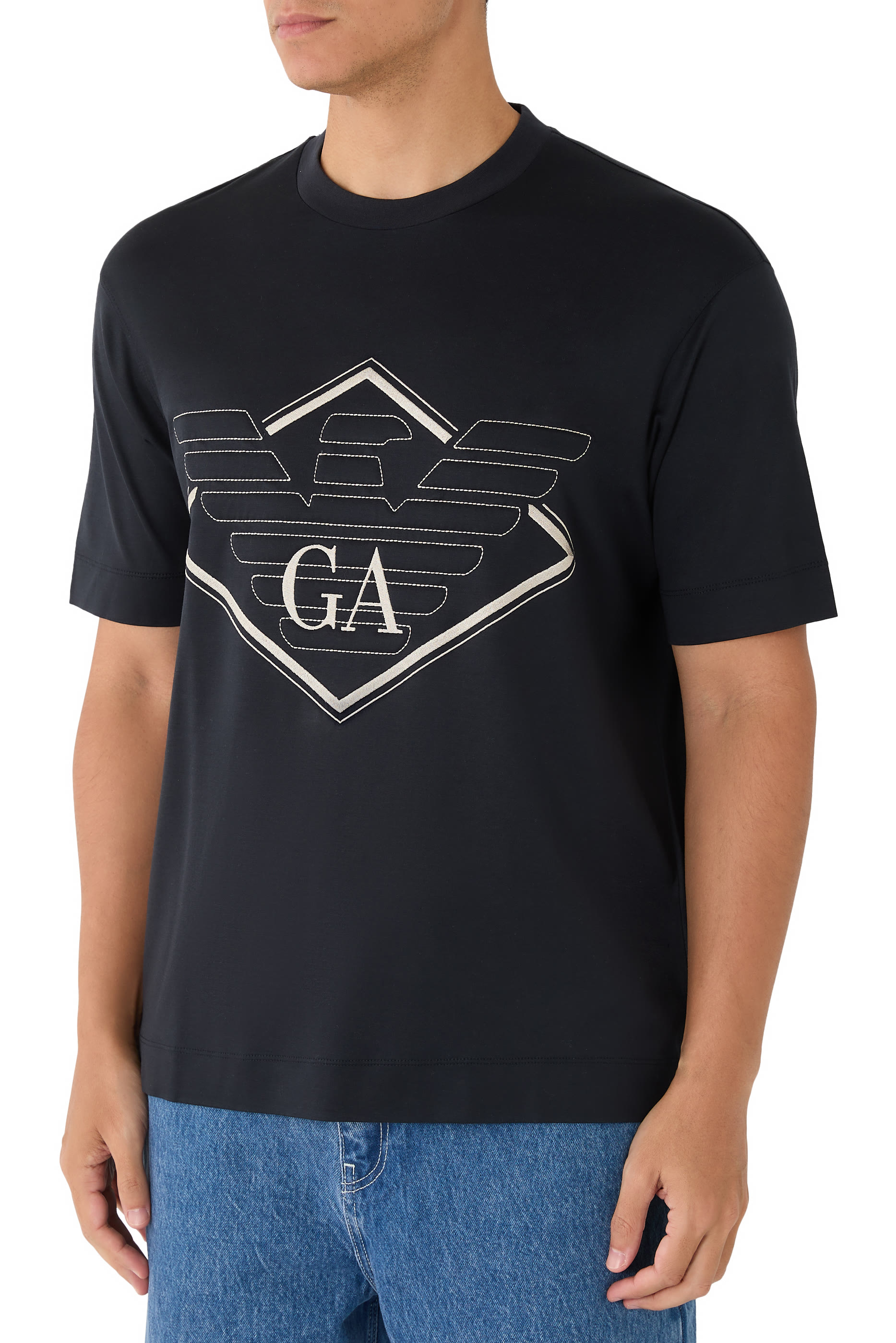 Oversized Eagle Logo Lyocell-blend Jersey T-Shirt