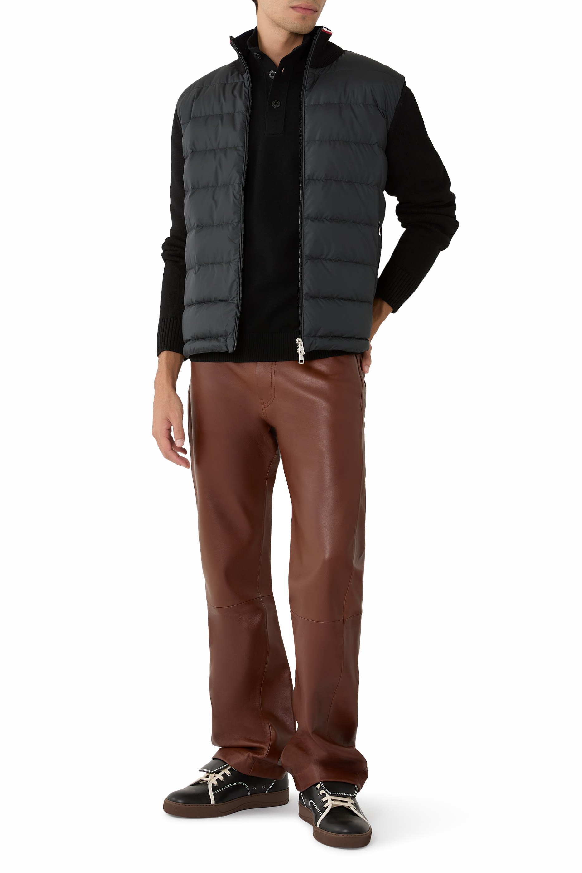  Padded Zip-Up Cotton Cardigan 