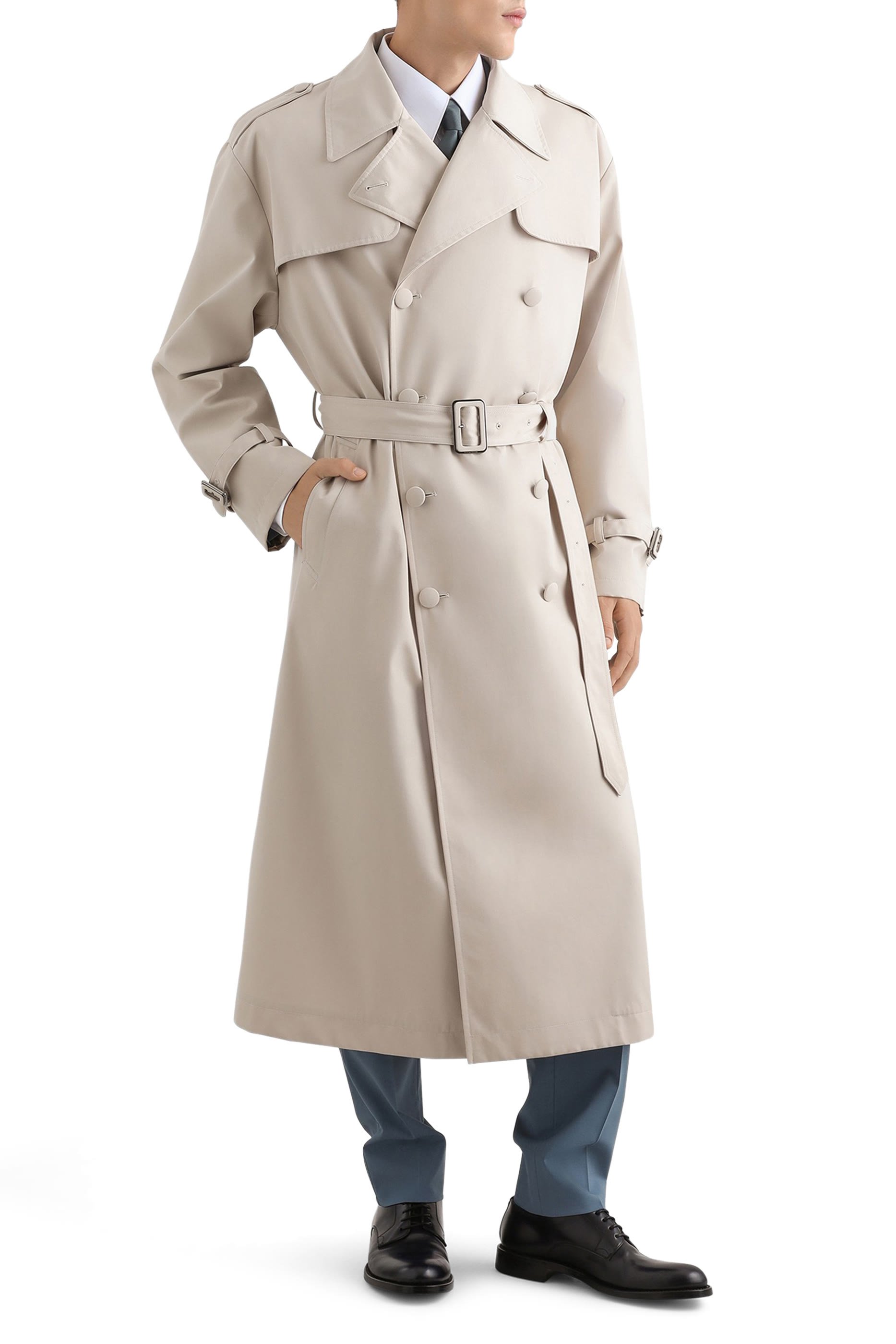 Double-Breasted Wool Trench Coat