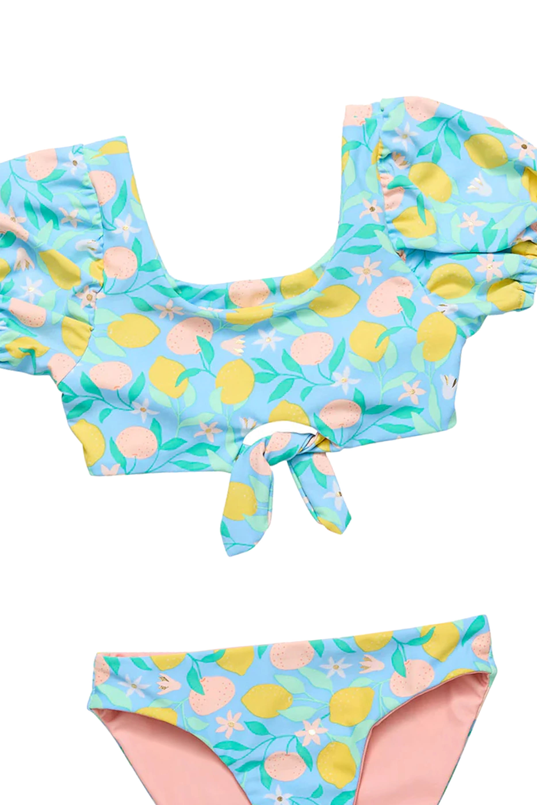 Kids Lemon Drops Knot Front Bikini