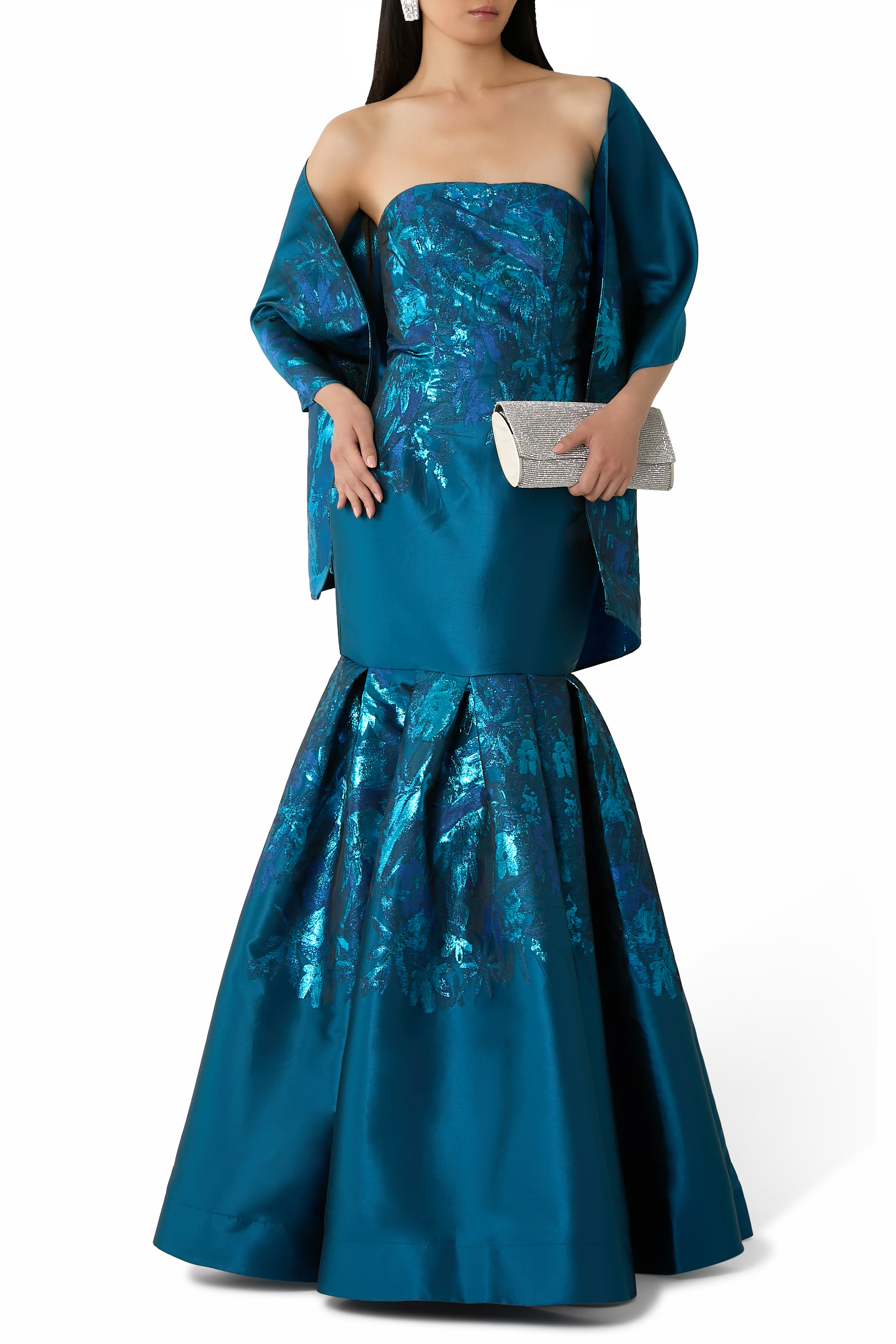 Strapless Mermaid Gown with Dramatic Overskirt