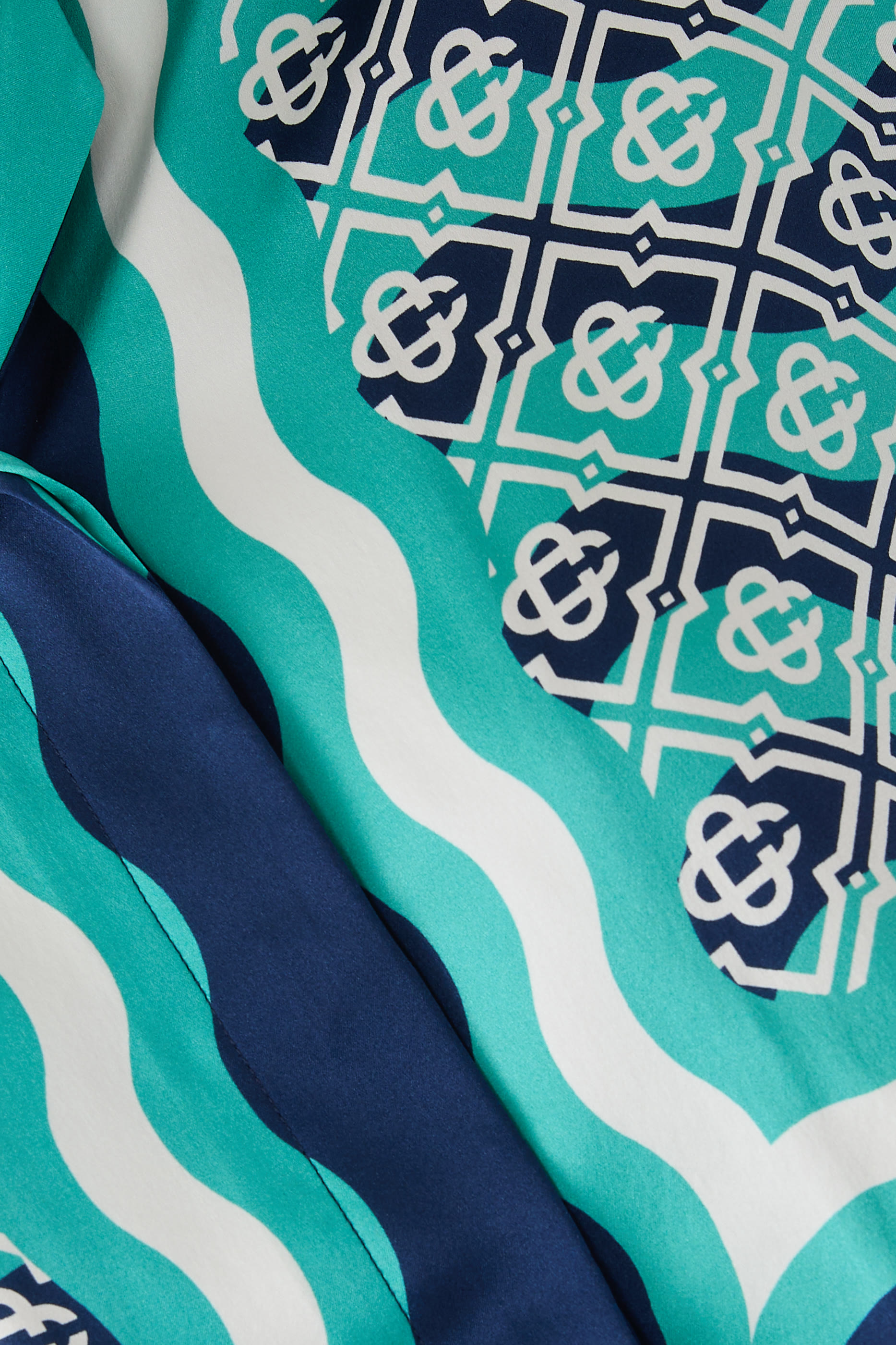 Monogram Wave Cropped Silk Shirt