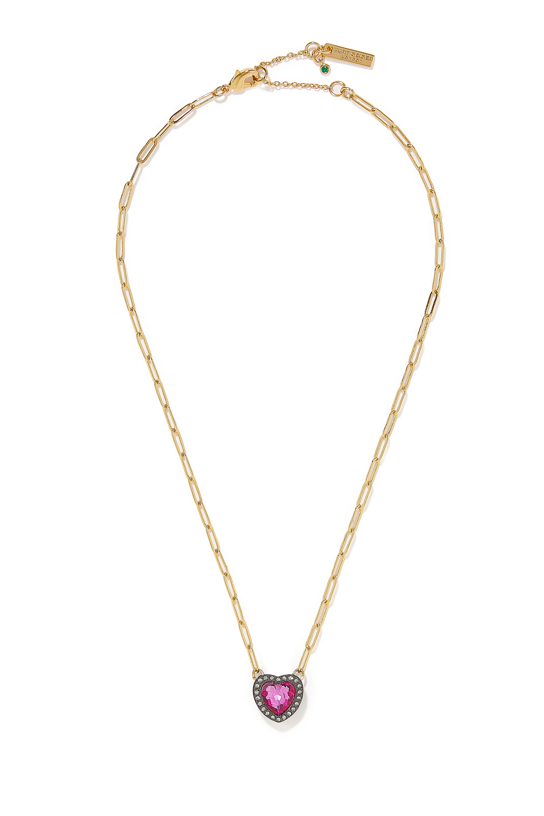 Heart Halo Necklace, Metal & Crystal