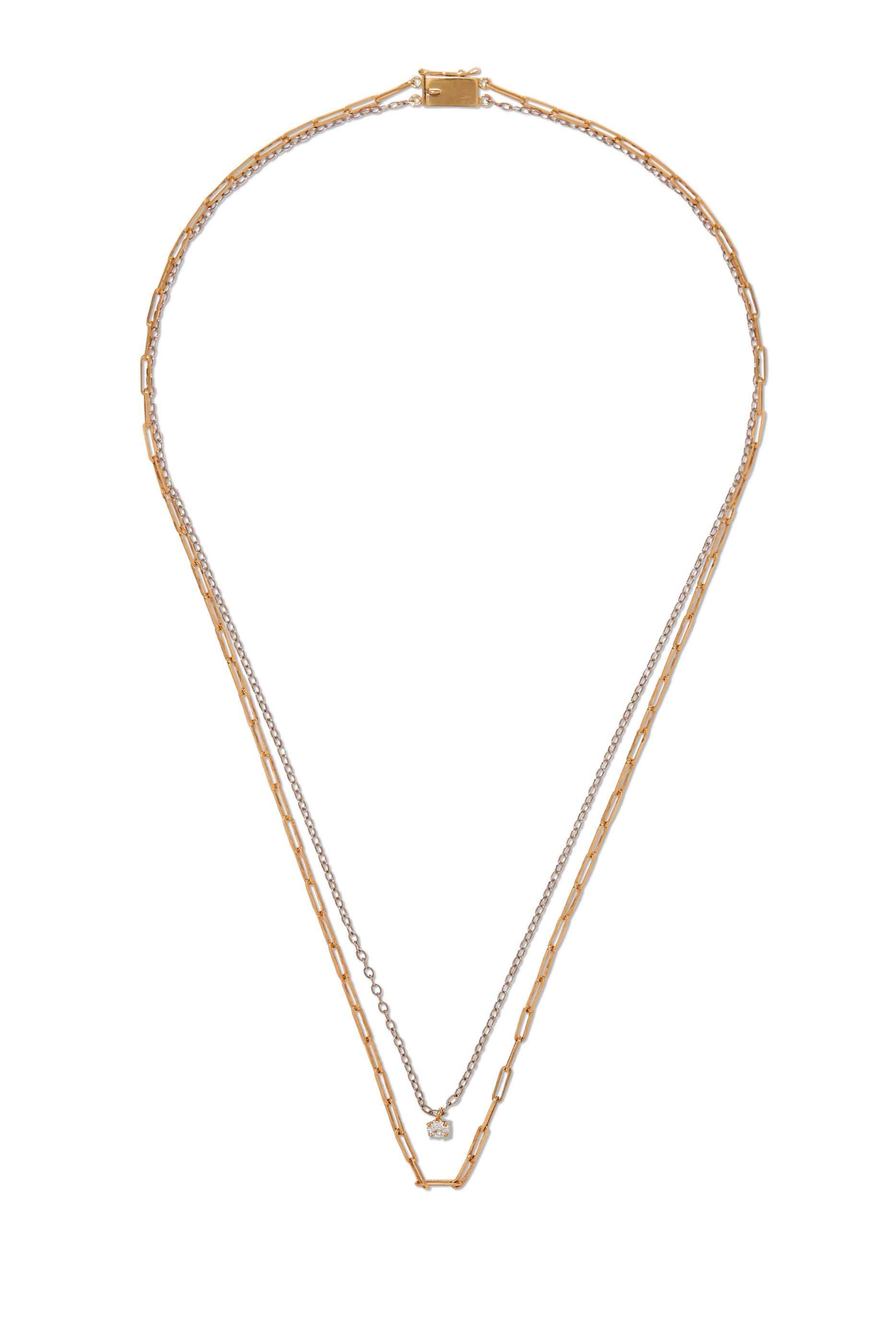 Collier Double Solitaire Necklace, 18k Yellow Gold & Diamond