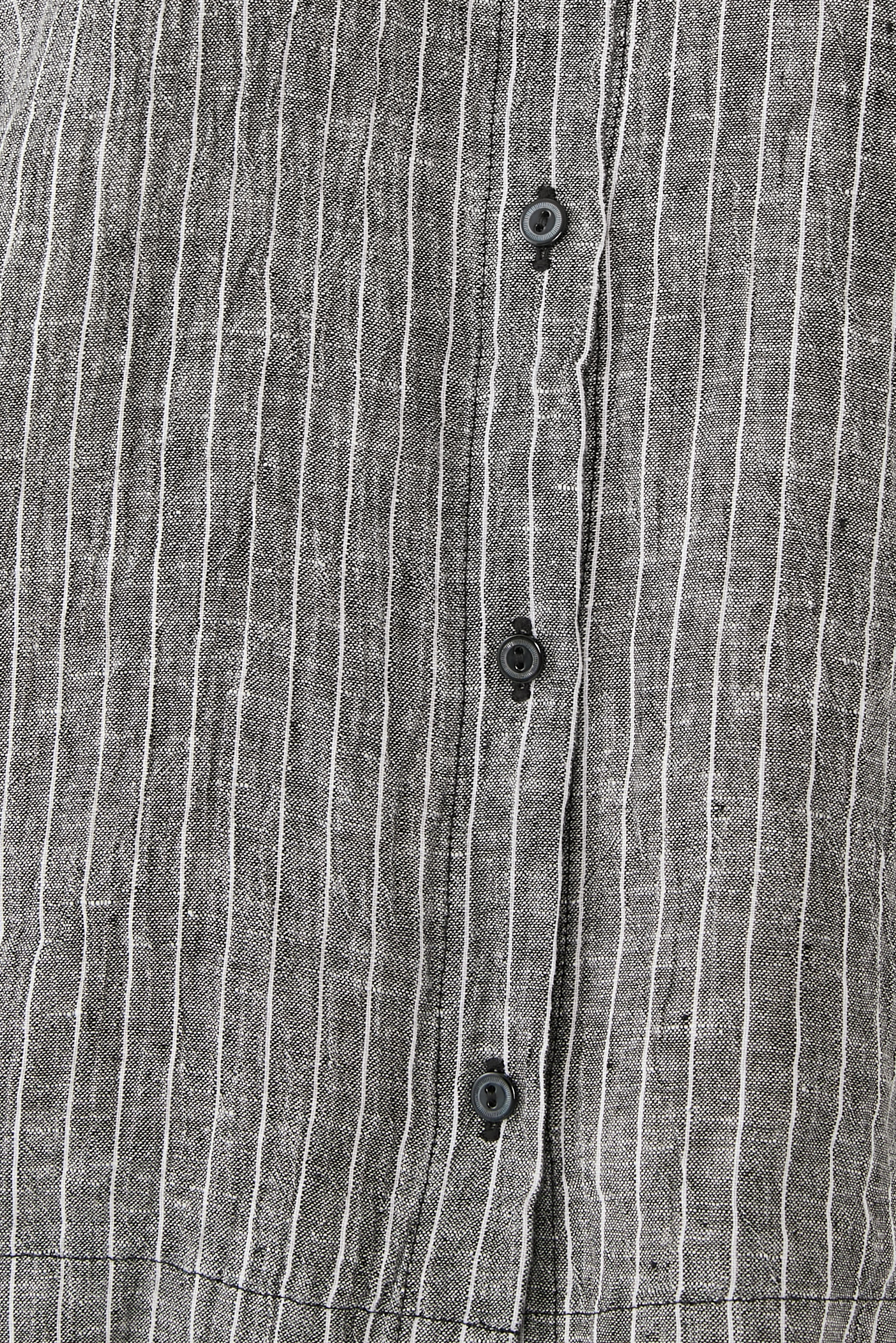 Puckered Organic Linen Band Collar Shirt 