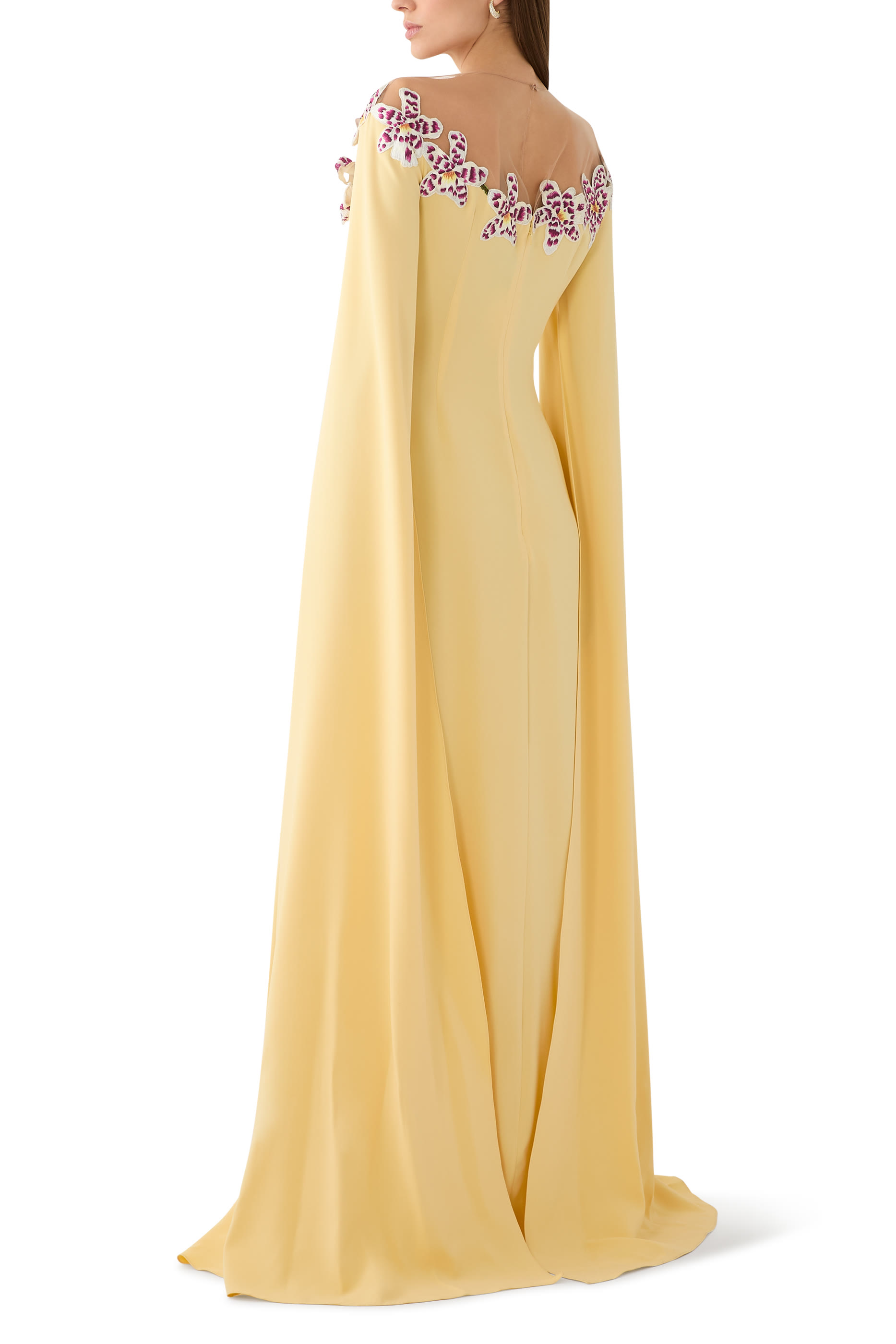 Watercolor Orchid Illusion Neckline Kaftan