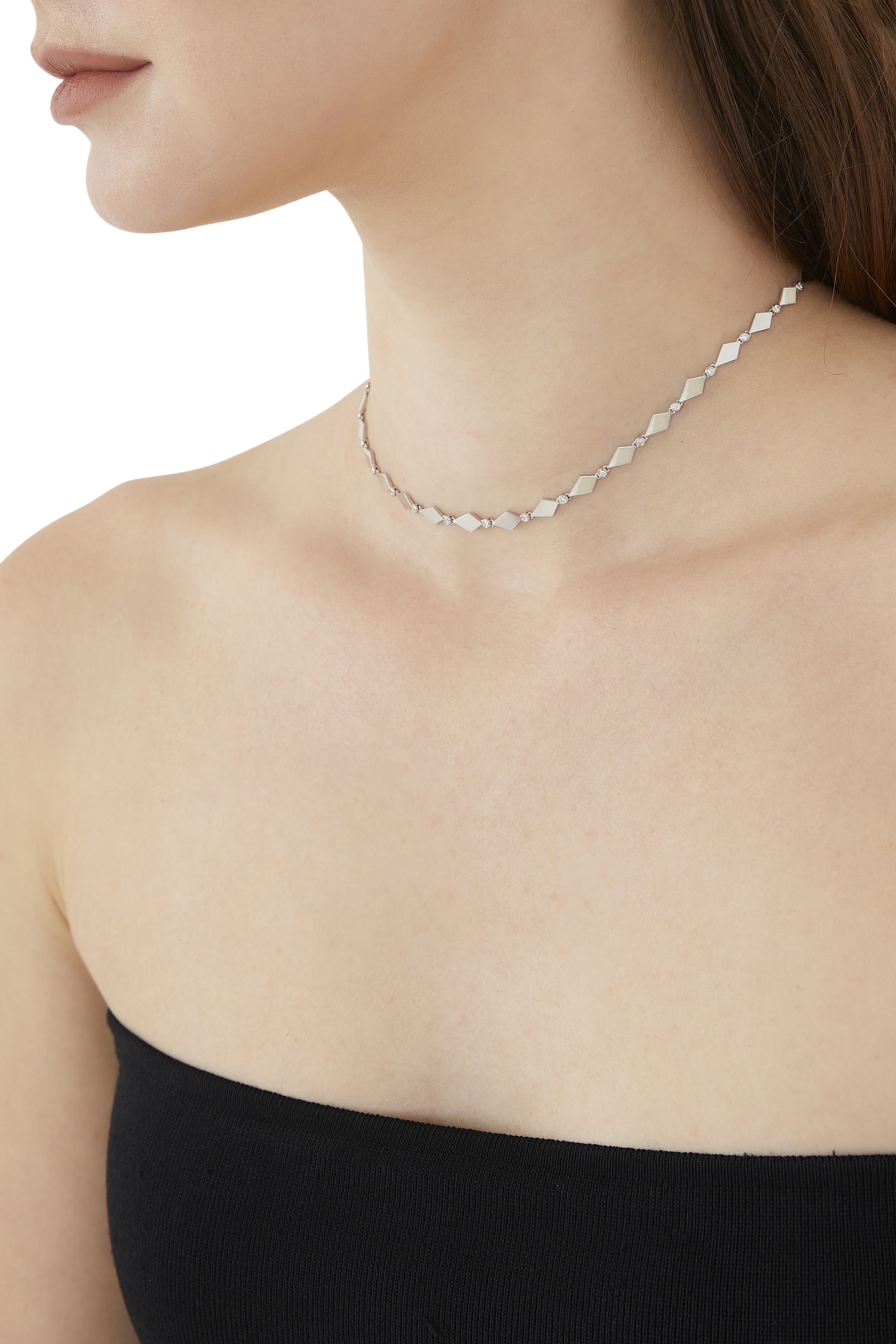 Mosaic Necklace, 18k White Gold & Diamonds