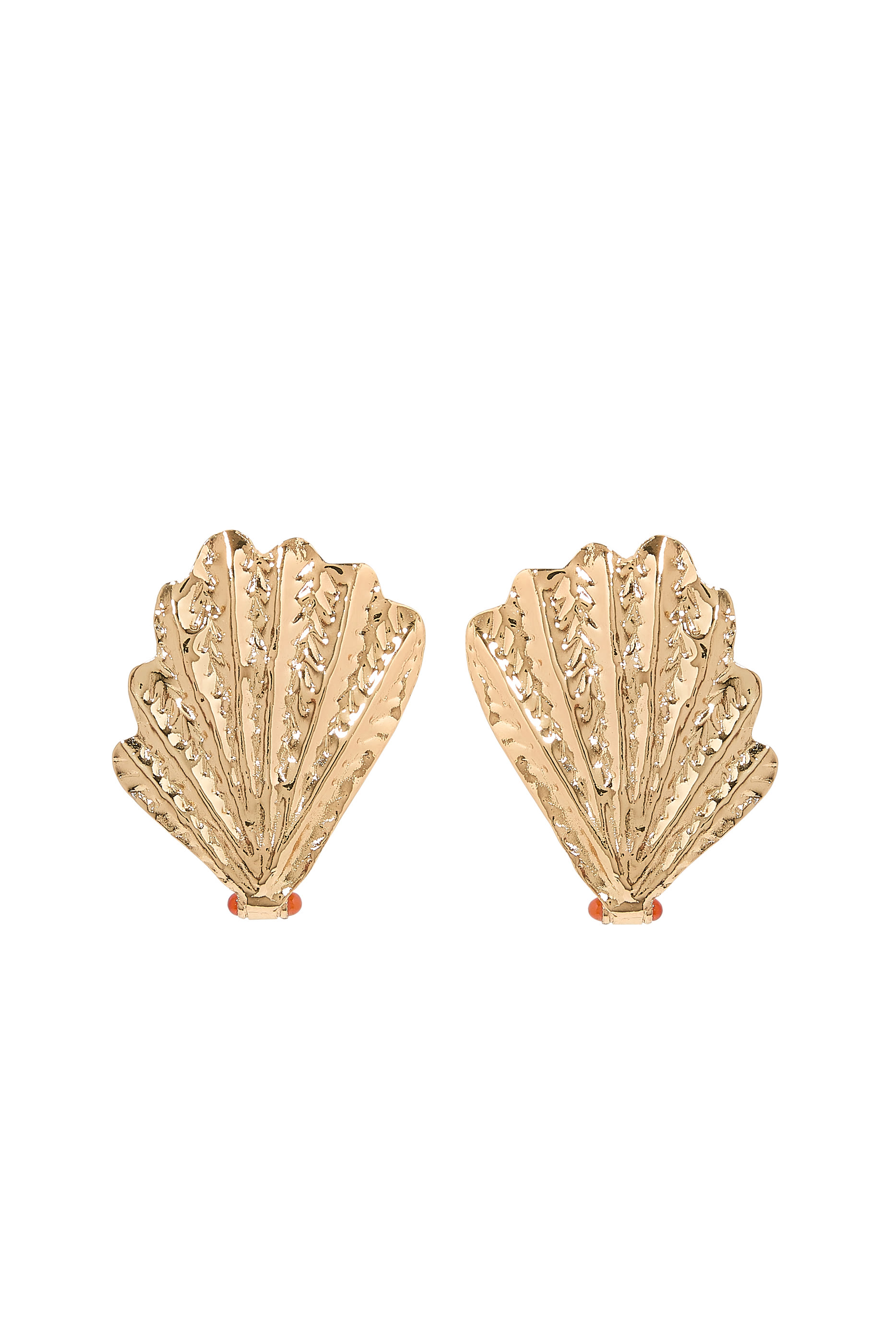 Shell Earrings, Gold-Plated Brass