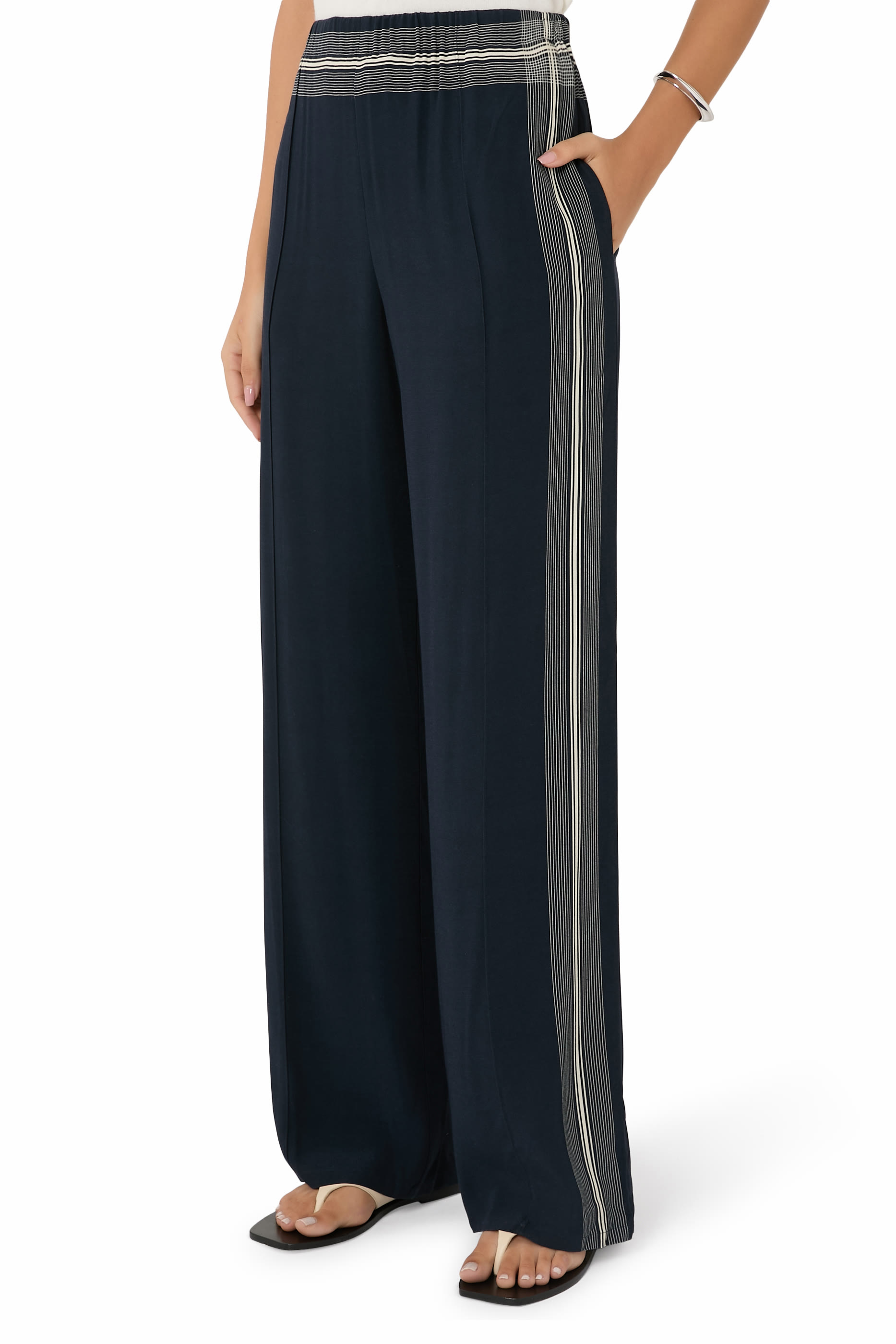 Handkerchief-Stripe Pull-On Pants