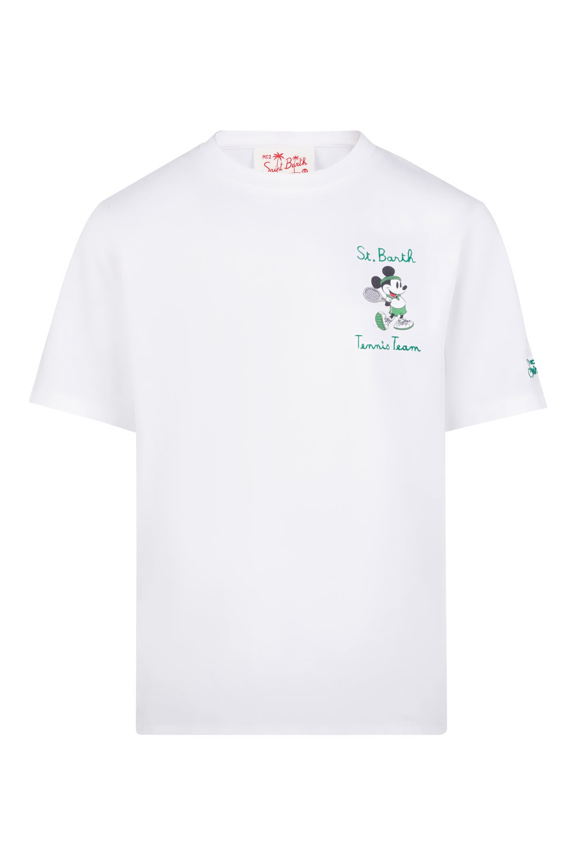 Mickey Mouse Print and Embroidery Cotton T-Shirt
