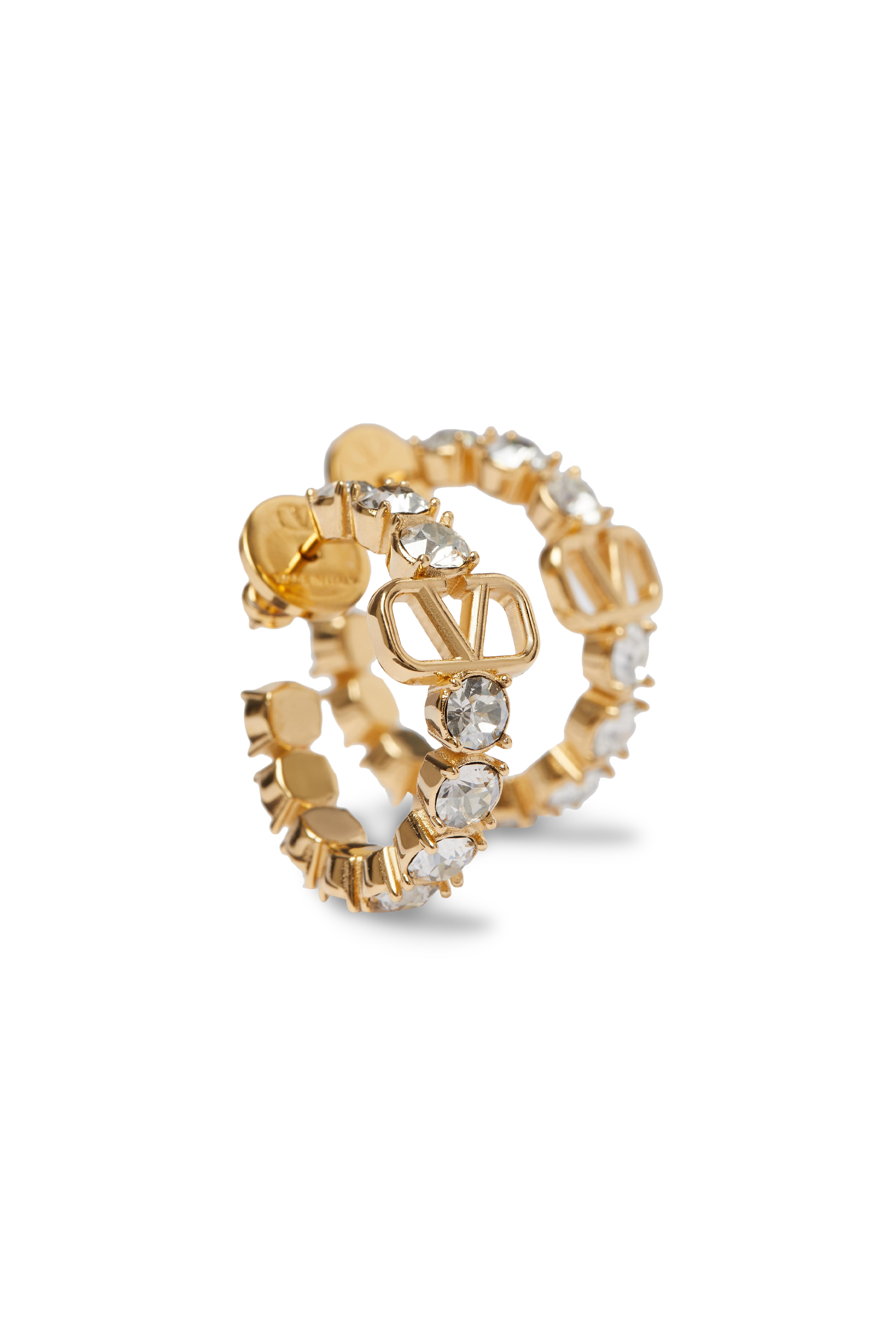 VLogo Signature Crystal Half Hoop Earrings