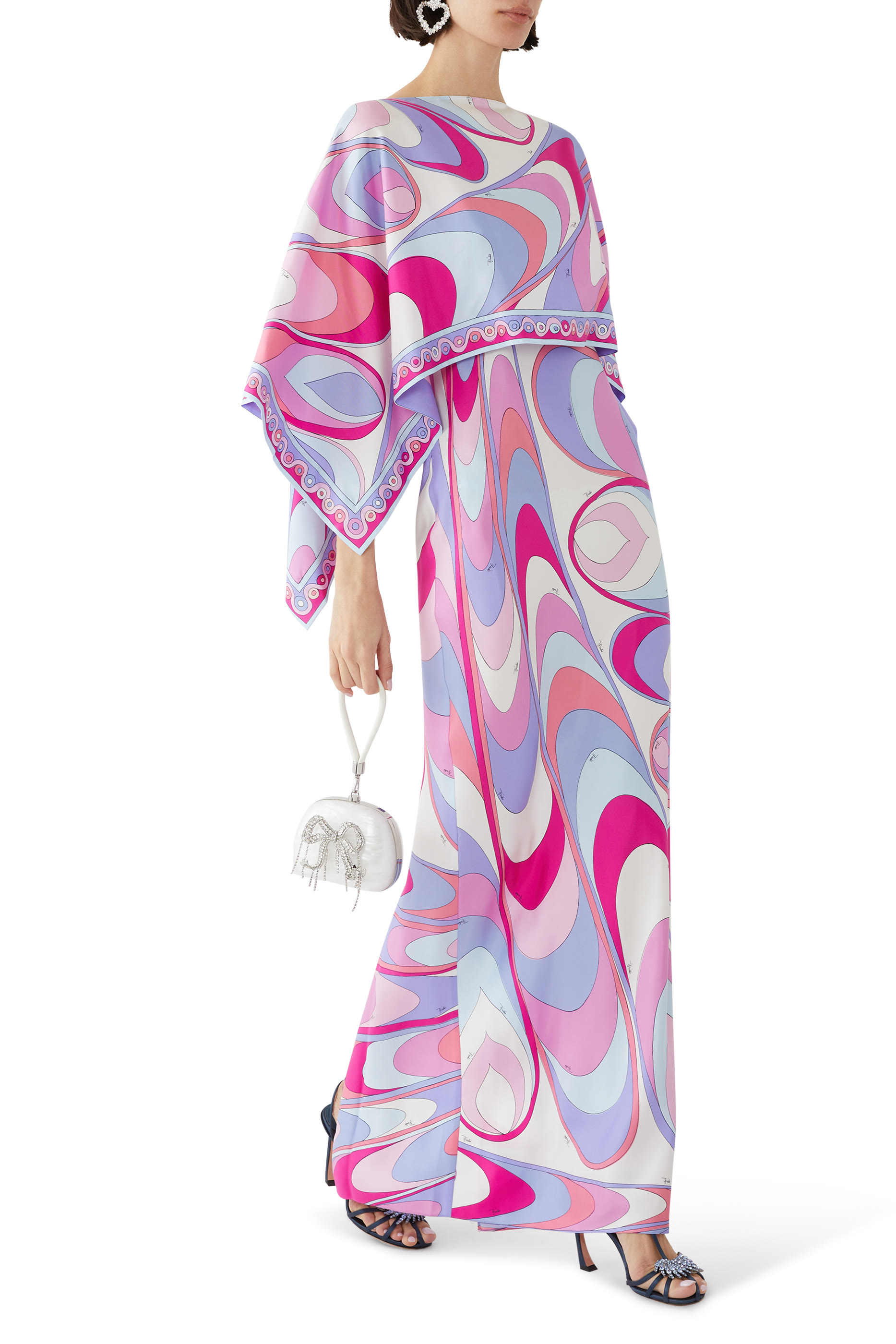 Onde-Print Silk Dress