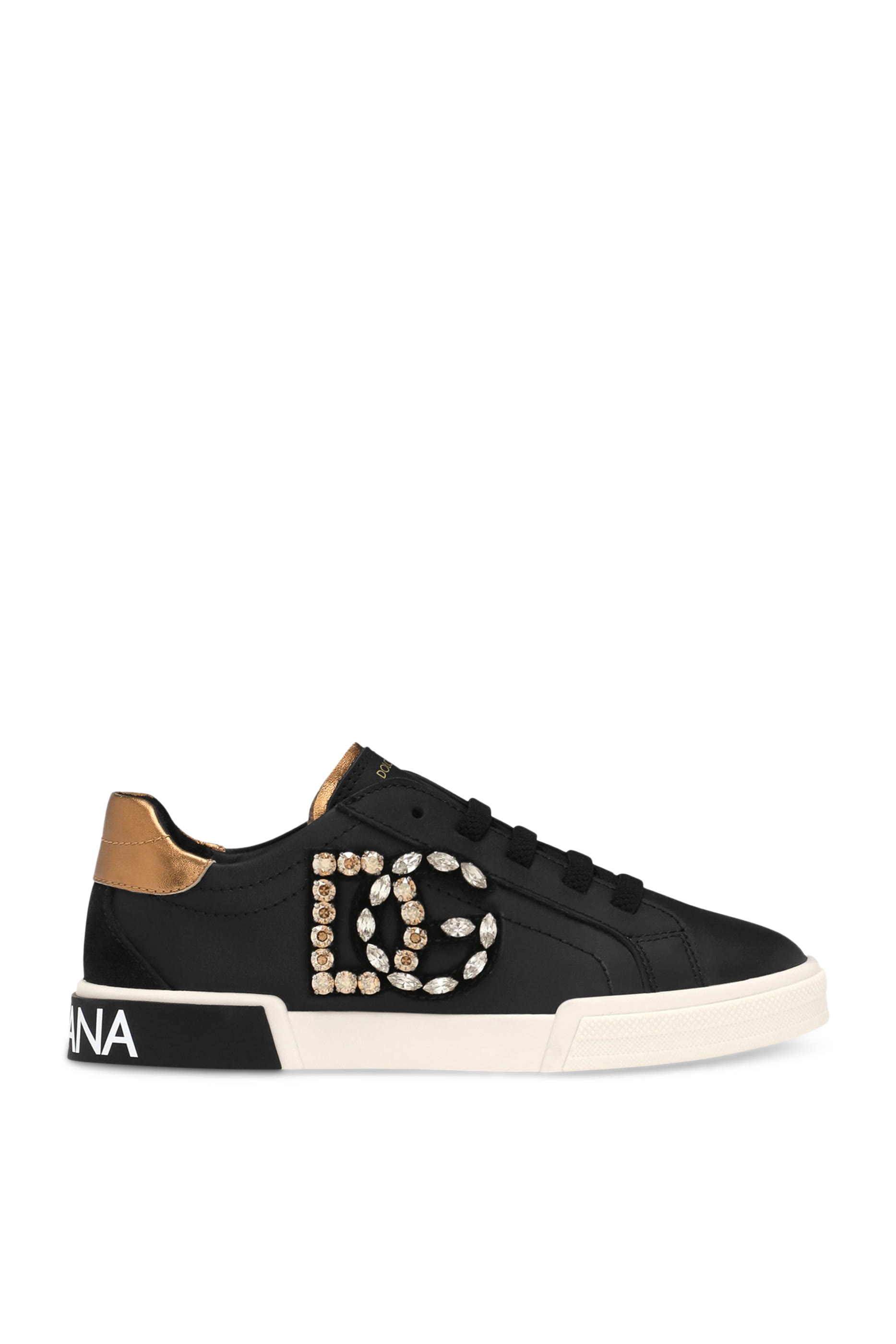 Kids Calfskin Portofino Vintage Low-Top Sneakers with DG Logo