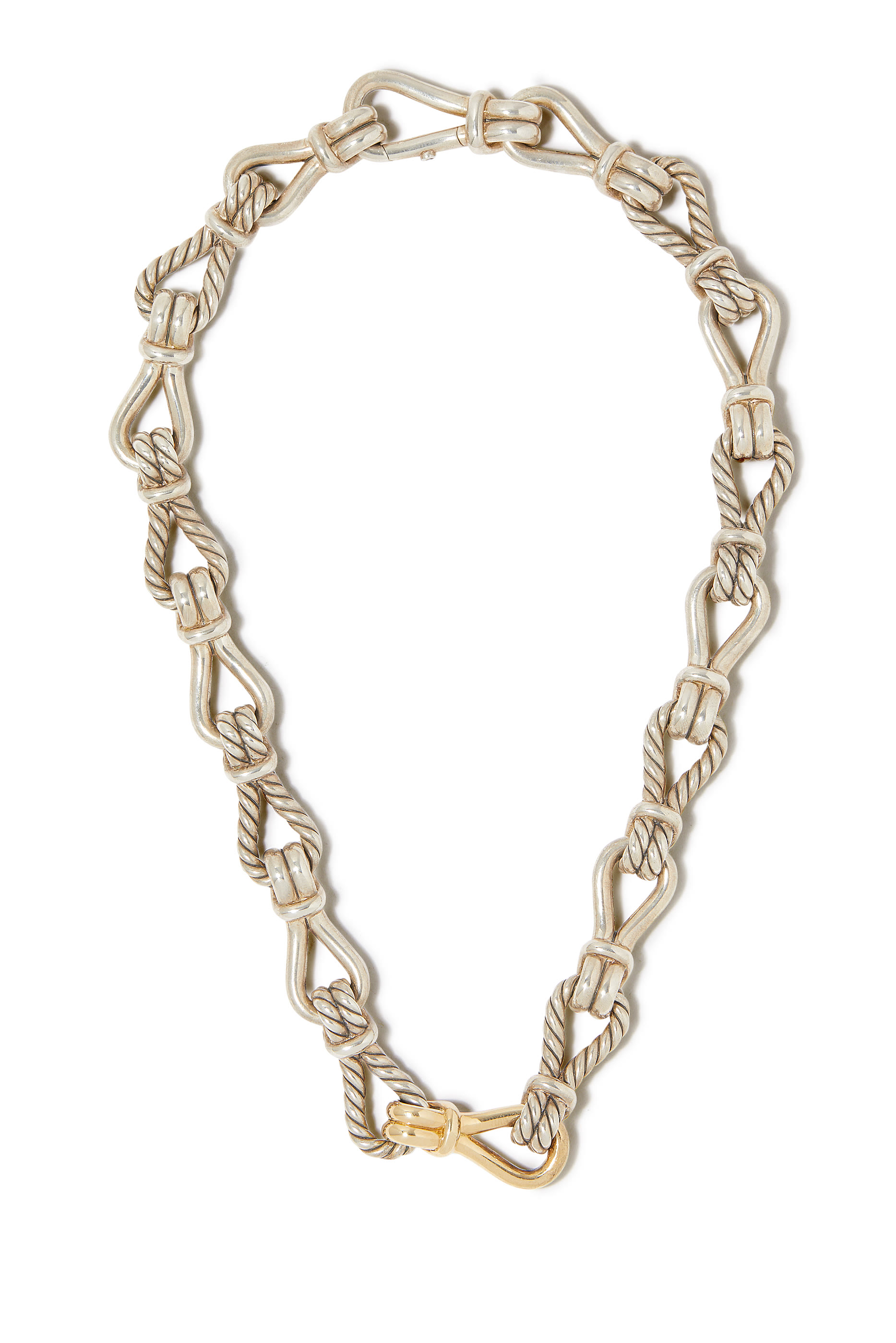 Thoroughbred Loop 18in Chain Link Necklace, 18k Yellow Gold & Sterling Silver