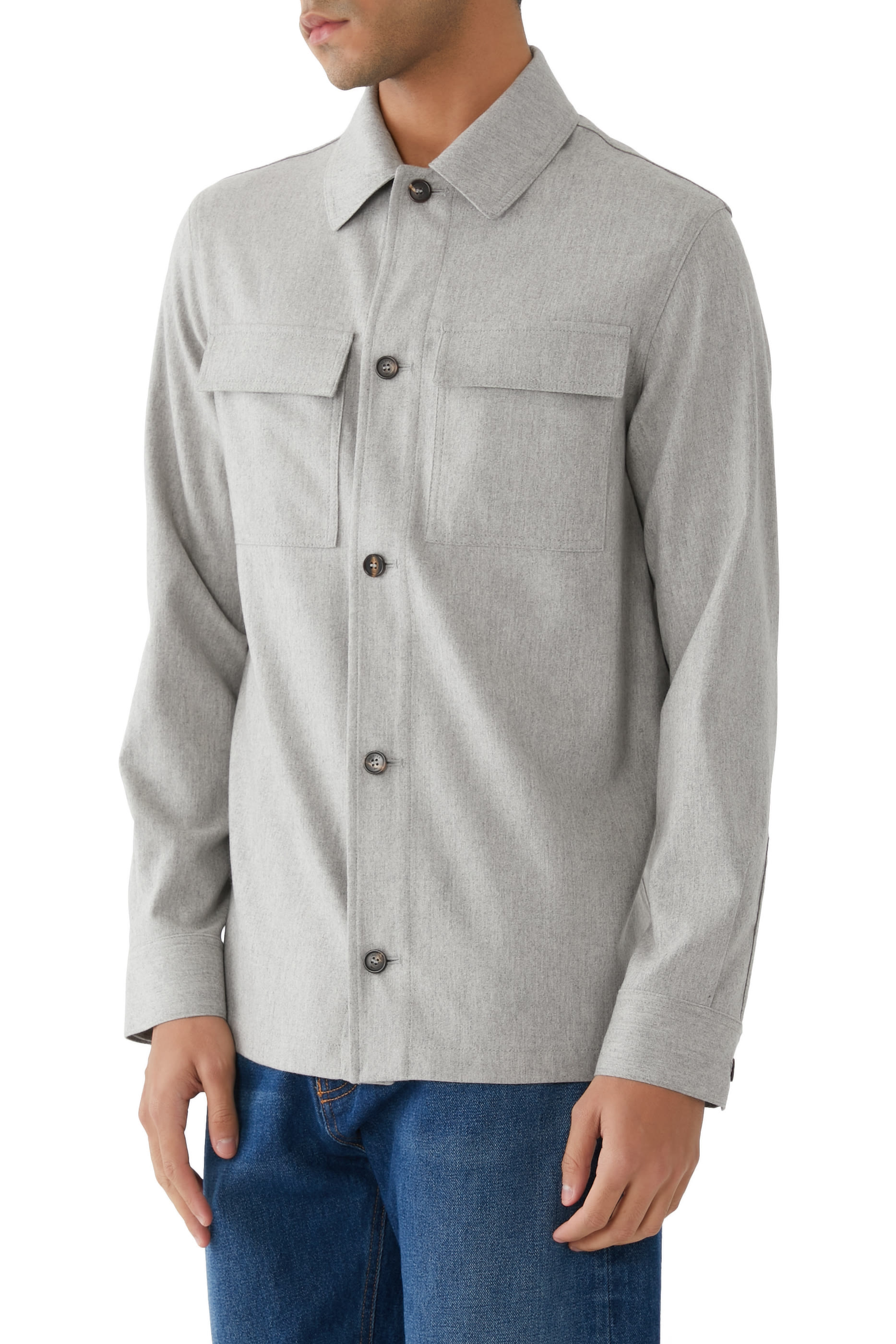 Wool and Cashmere Flannel Overshirt