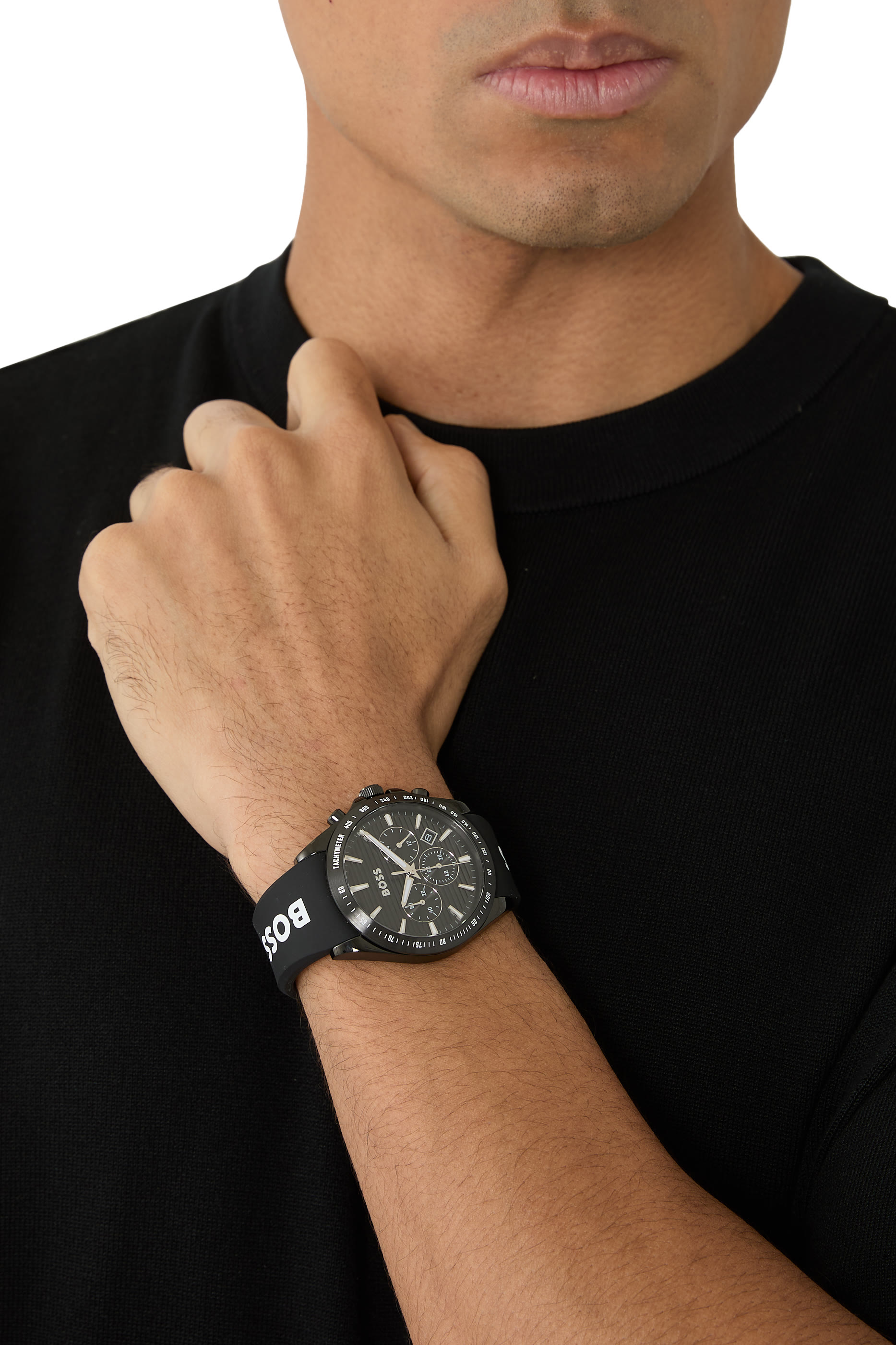 Silicone Logo Strap Chronograph Watch