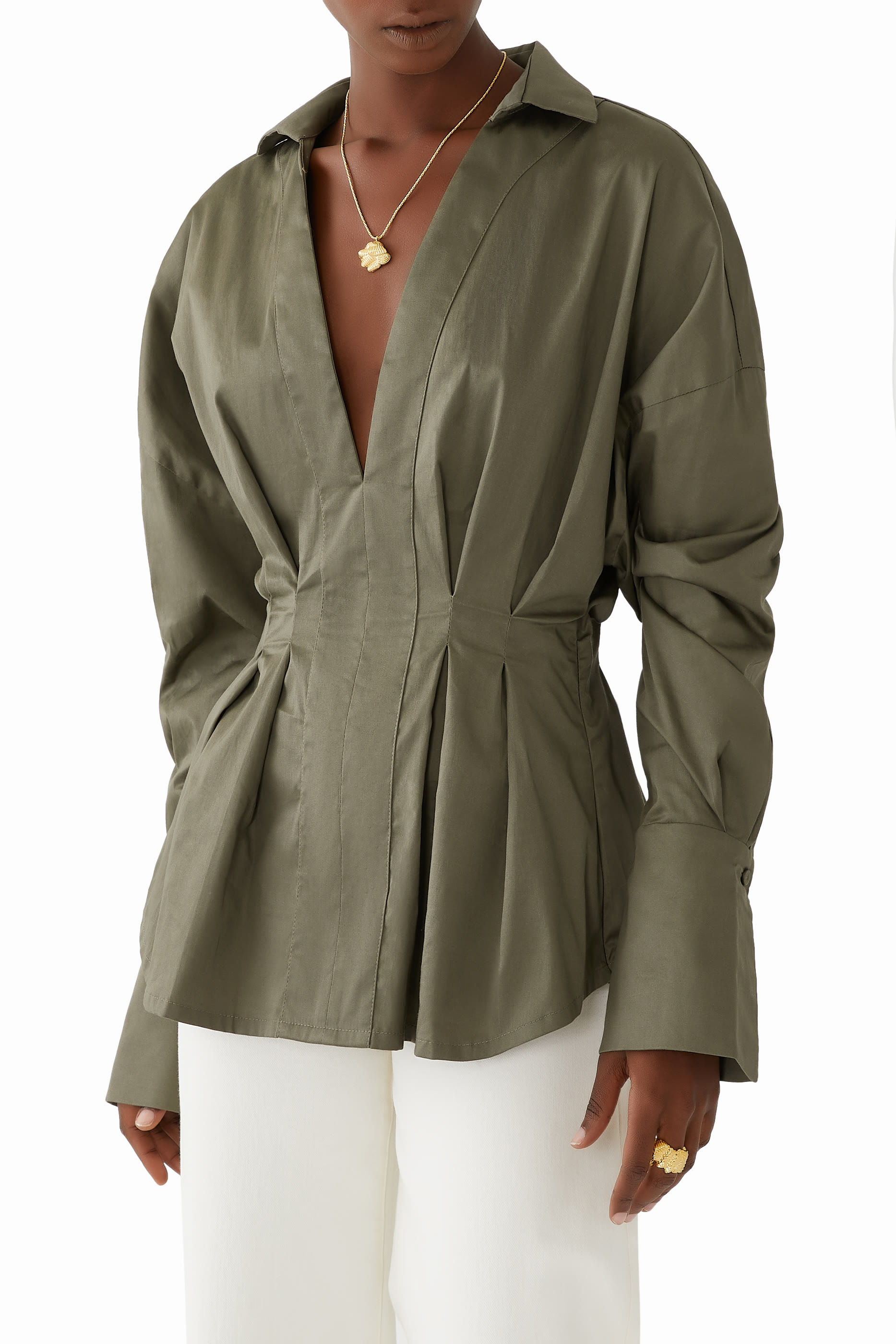 Noronha Draped Cotton Poplin Top