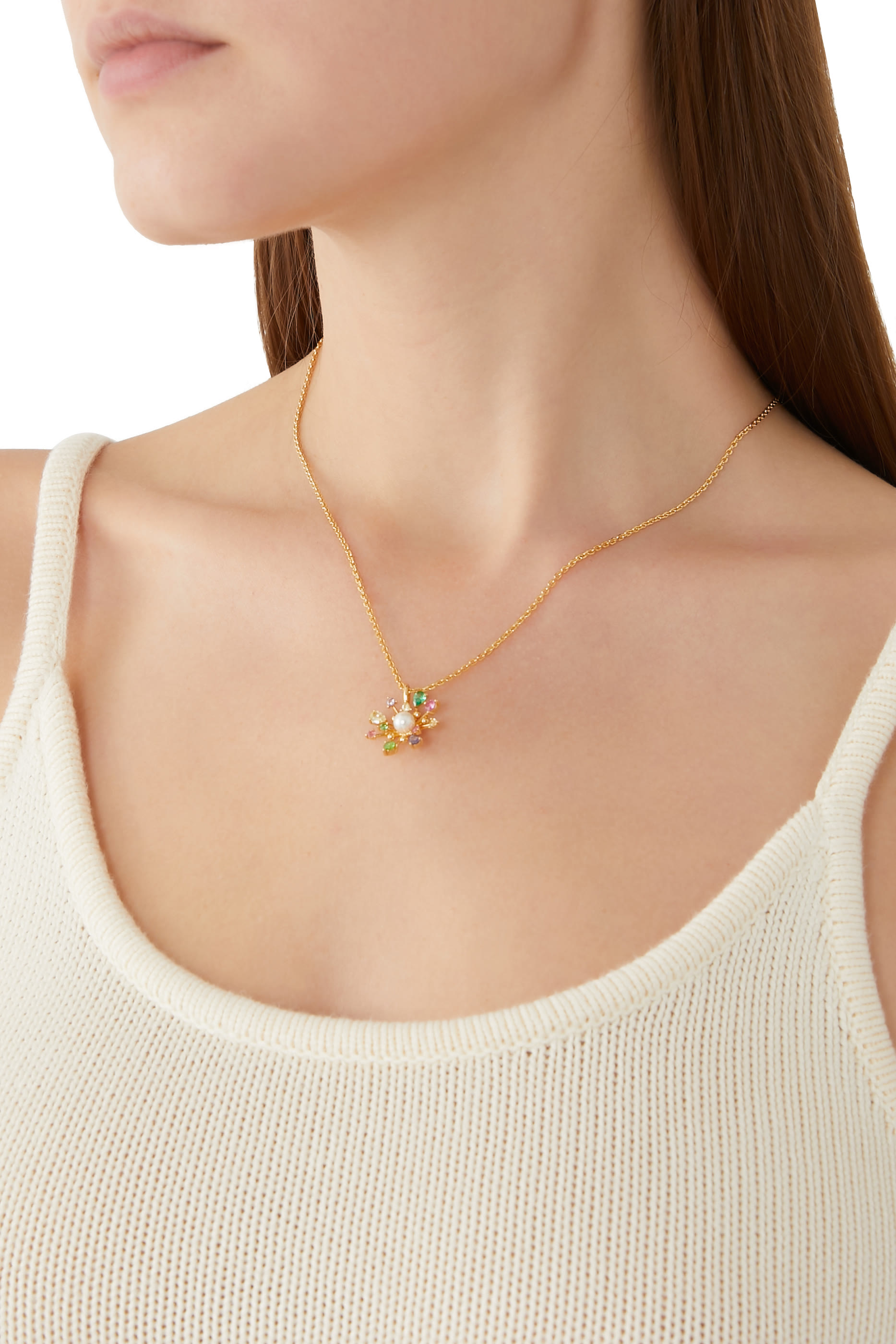 Bloom in Color Mini Pendant, Plated Metal & Cubic Zirconia