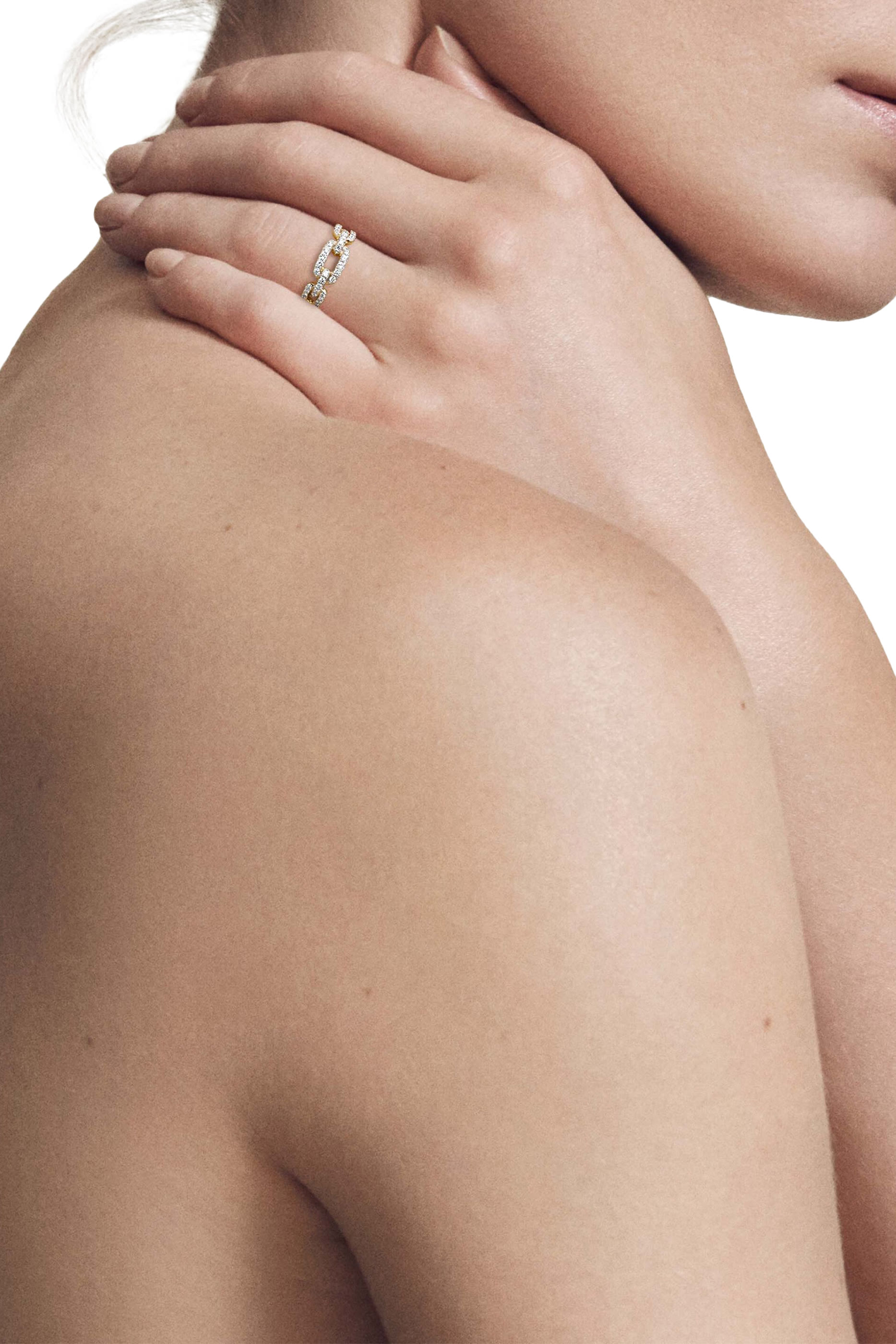 Stax Chainlink Ring, 18k Yellow Gold & Diamonds