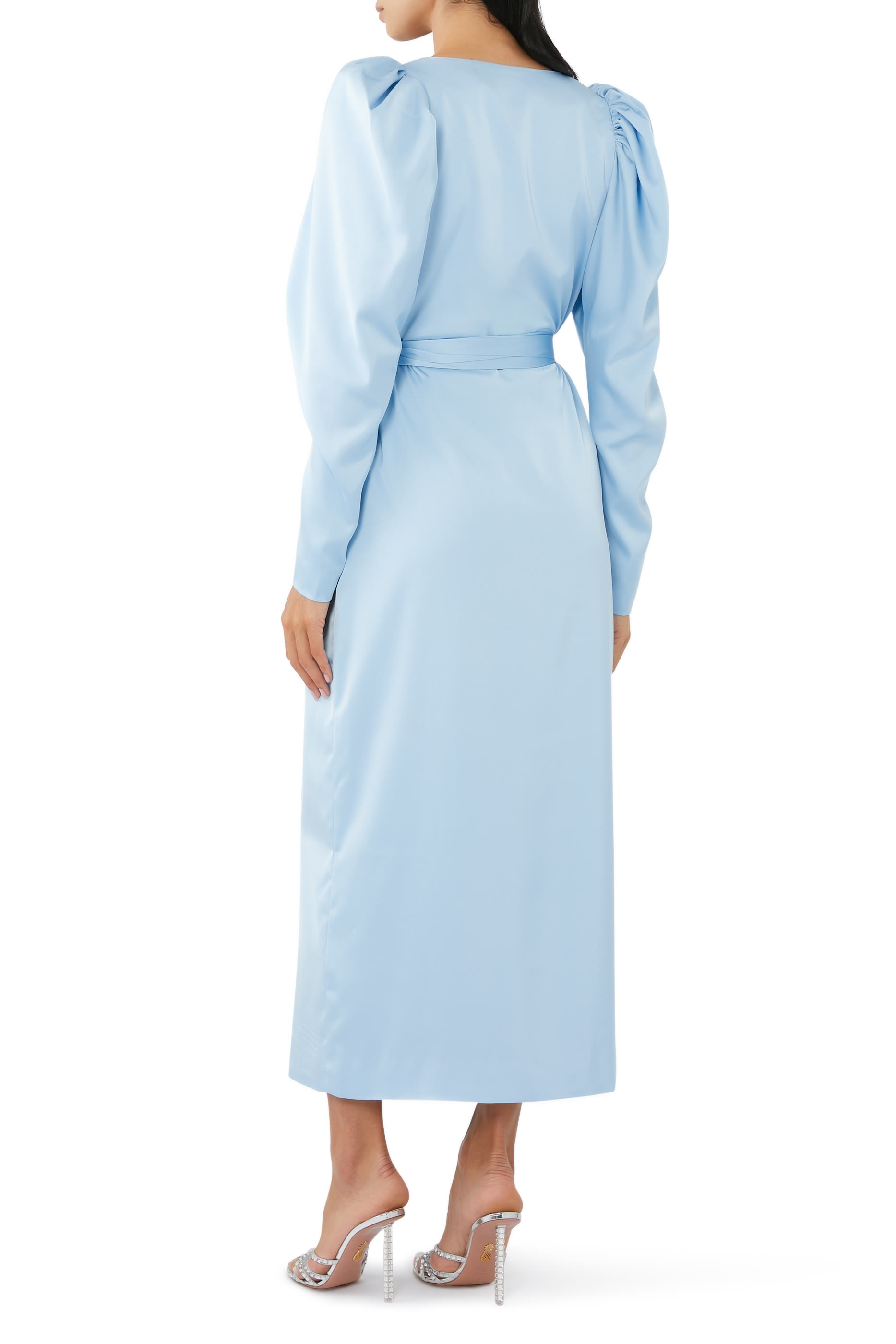 Satin Midi Wrap Dress