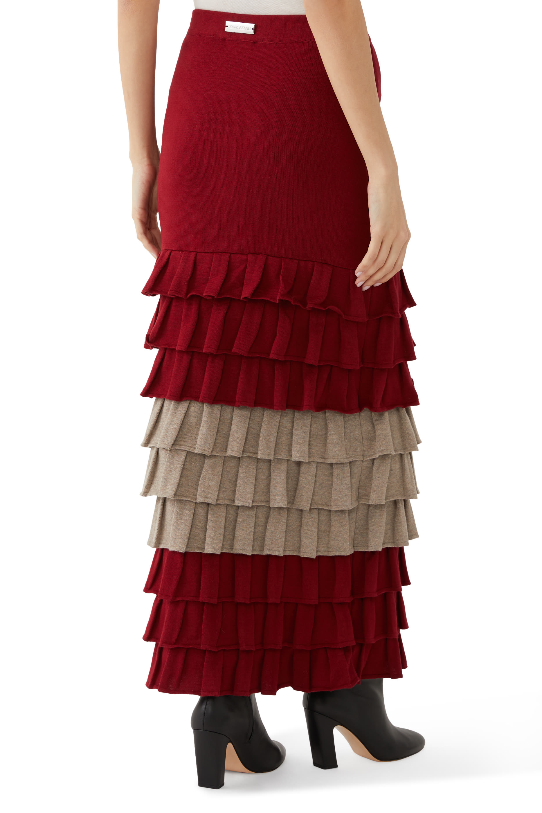 Ruffle Tiered Dual Tone Maxi Skirt