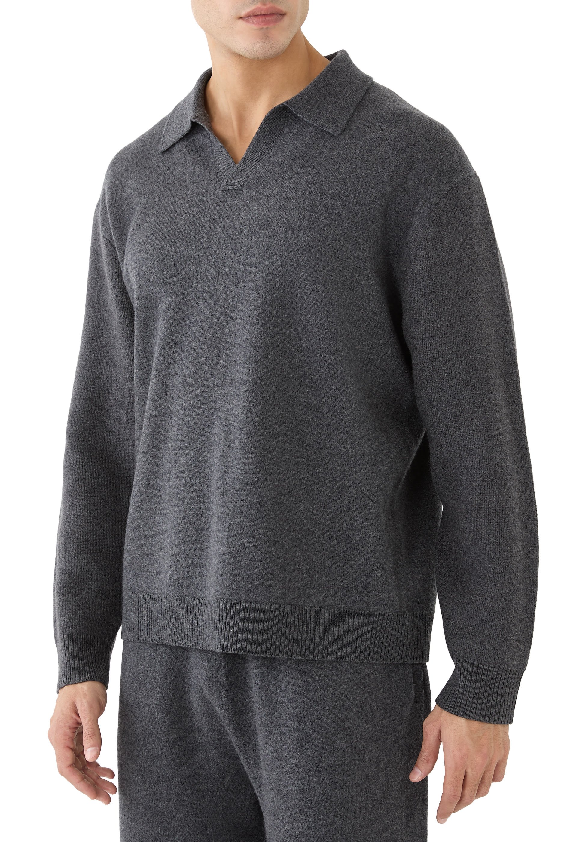 Boiled Wool Polo Sweater