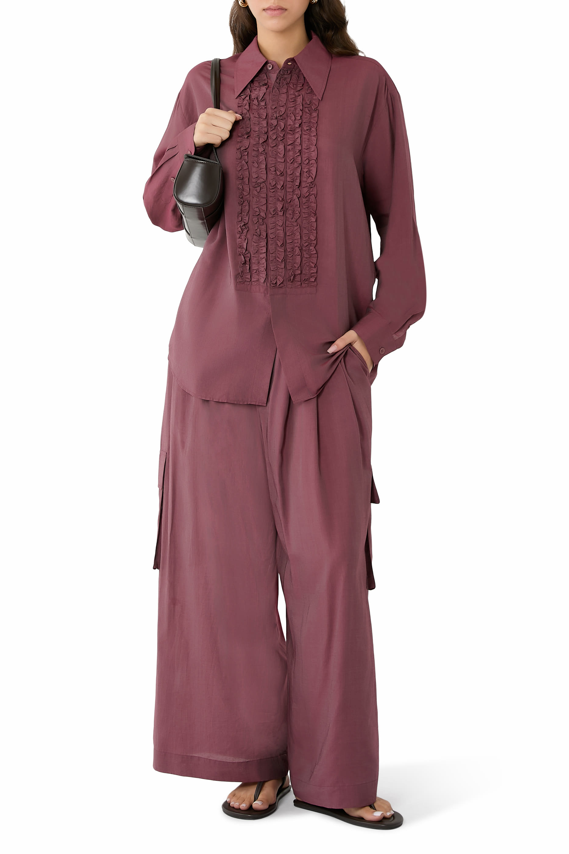 Silk Voile Easy Tuxedo Shirt