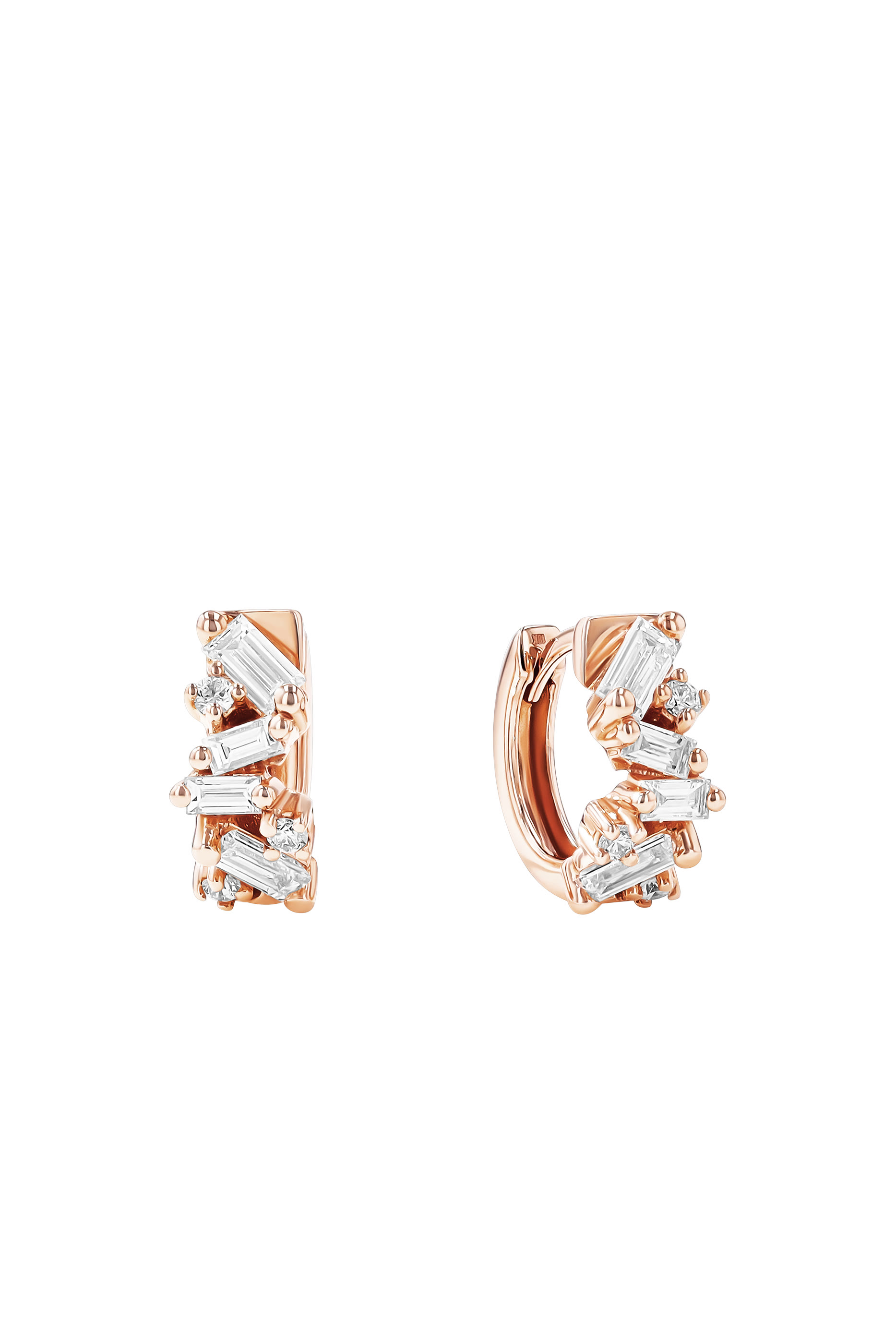 Frenzy Huggies, 18k Rose Gold & Diamonds