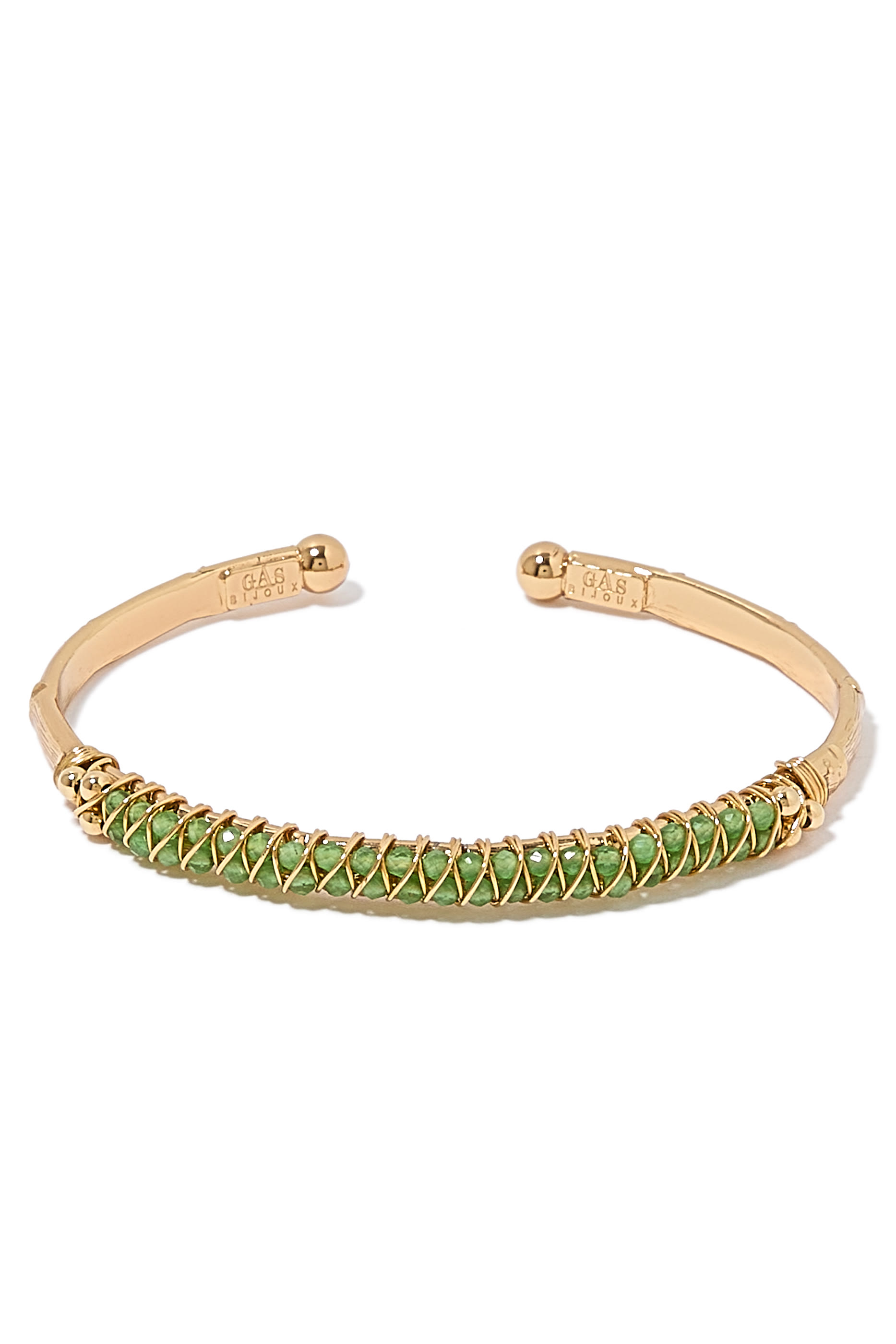 Lyre Bangle Bracelet, Gold-Plated & Gemstones