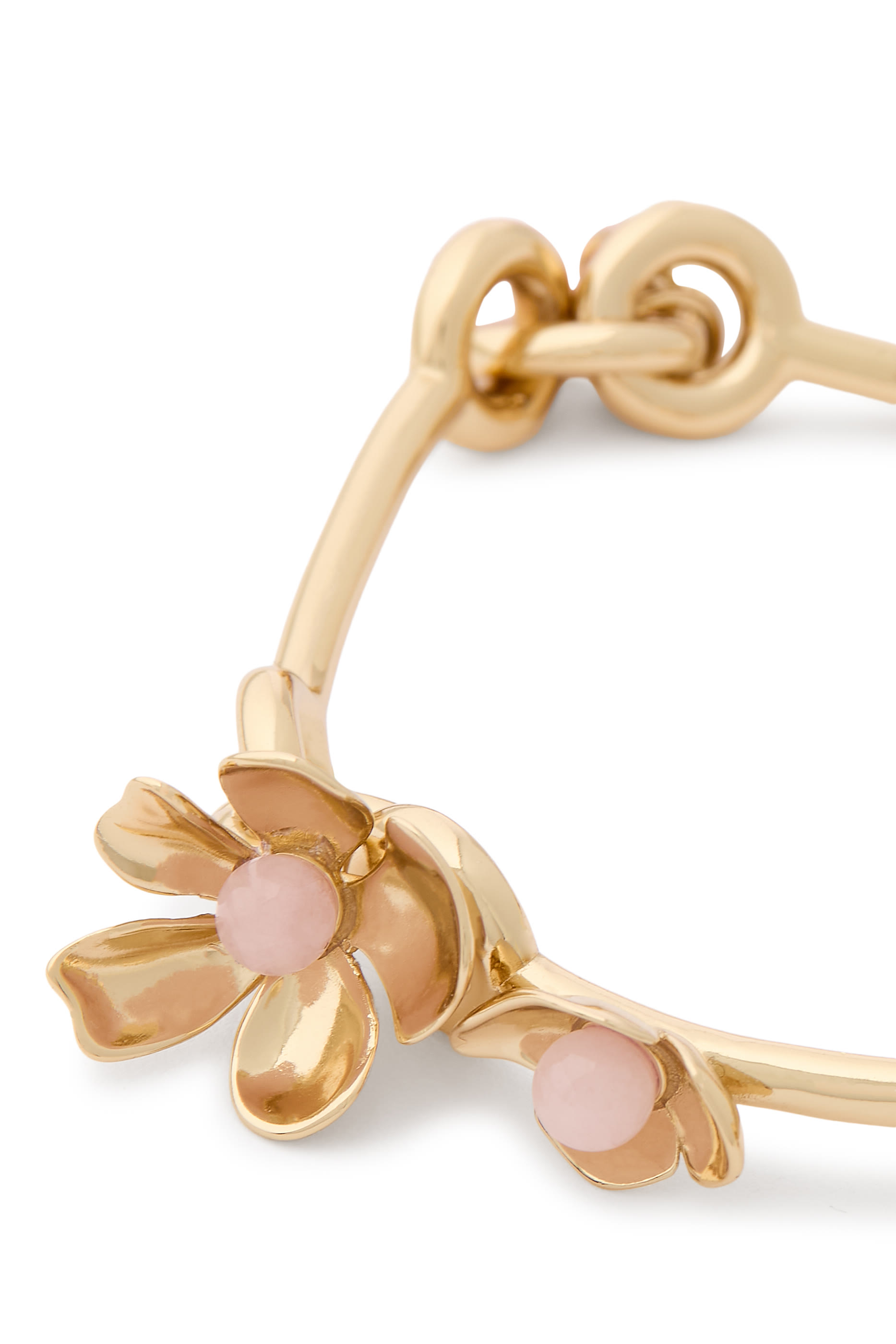 Gilded Garden Bangle, Brass, Stainless Steel Springs & Cubic Zirconia, Glass Stone