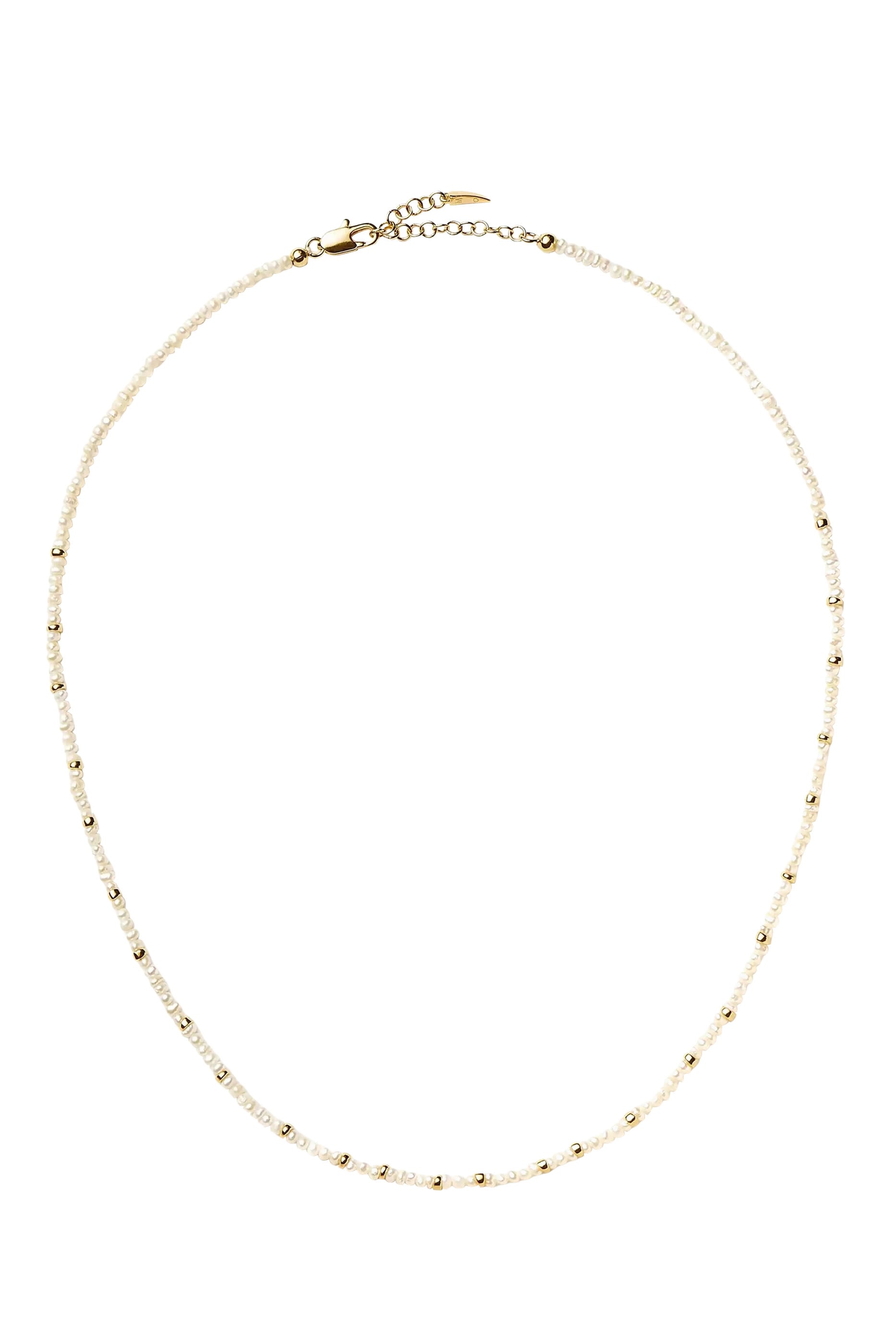 Micro Pearl Beaded Necklace, 18ct Recycled Gold Plating on Brass & Micro-Pearls