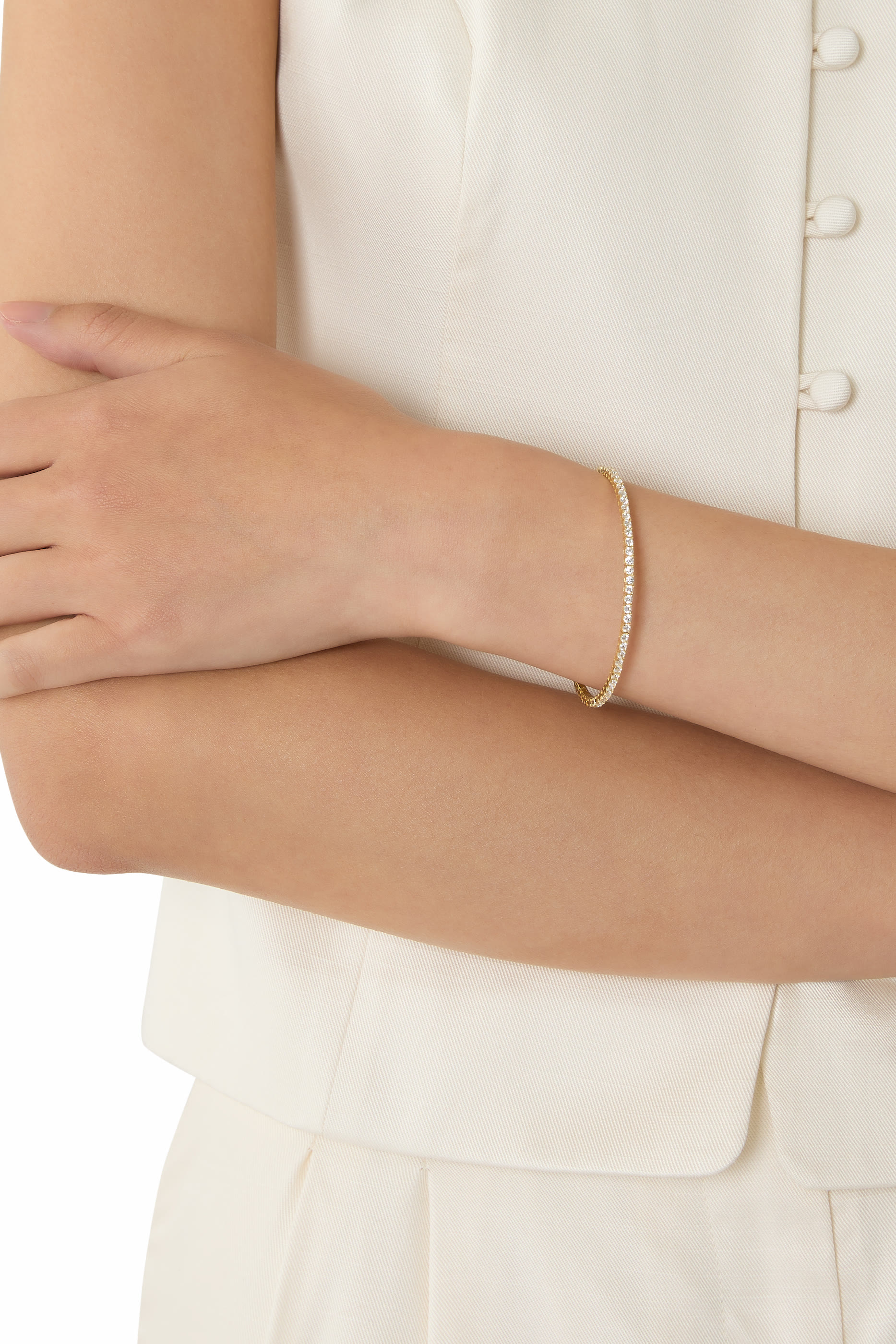 Diamond Tennis Bangle,  14ct Vermeil on Sterling Silver & AAAA+ Grade Cubic Zirconia