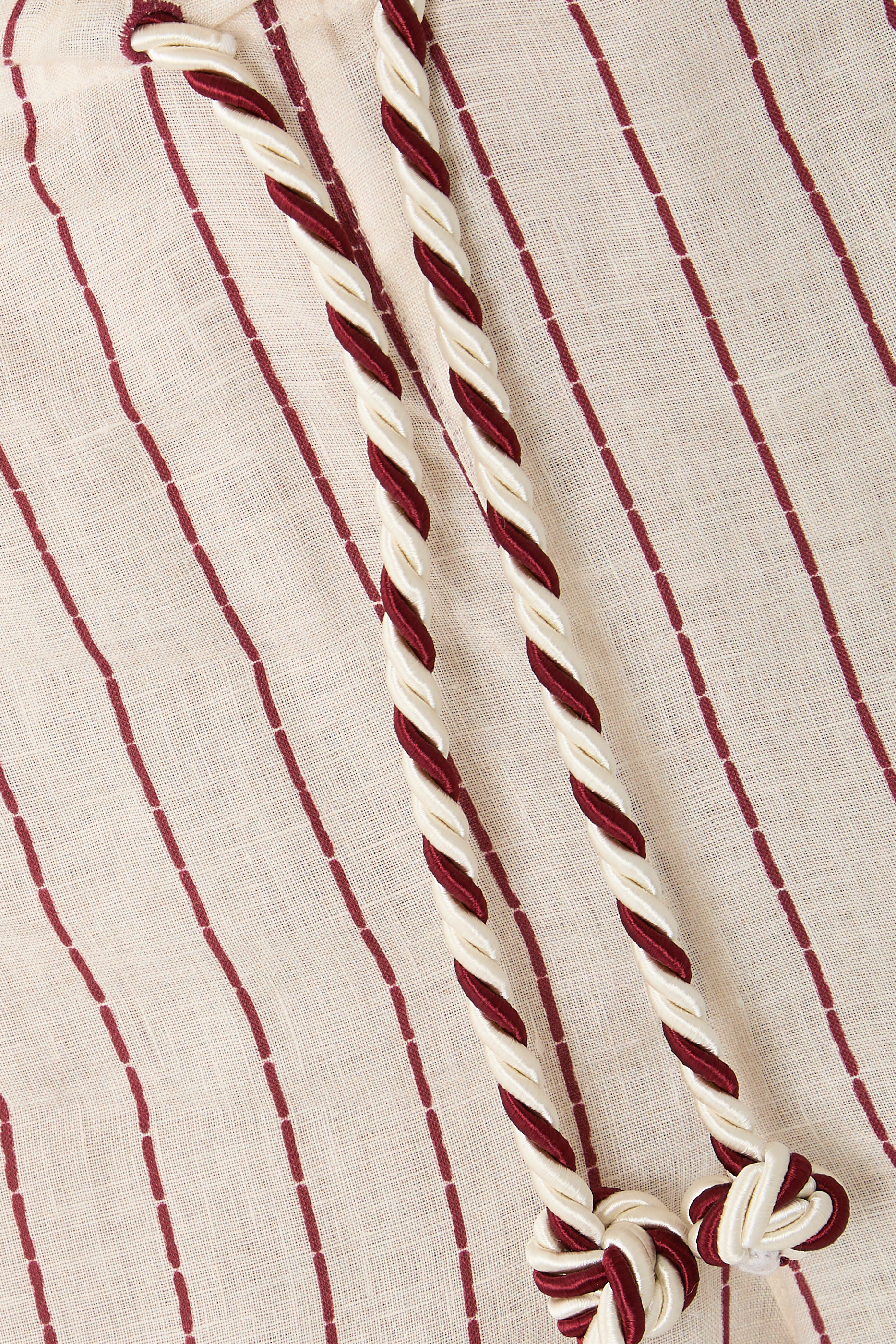 Resort Capsule Collection Pinstripe Linen Drawstring Bermuda Shorts 