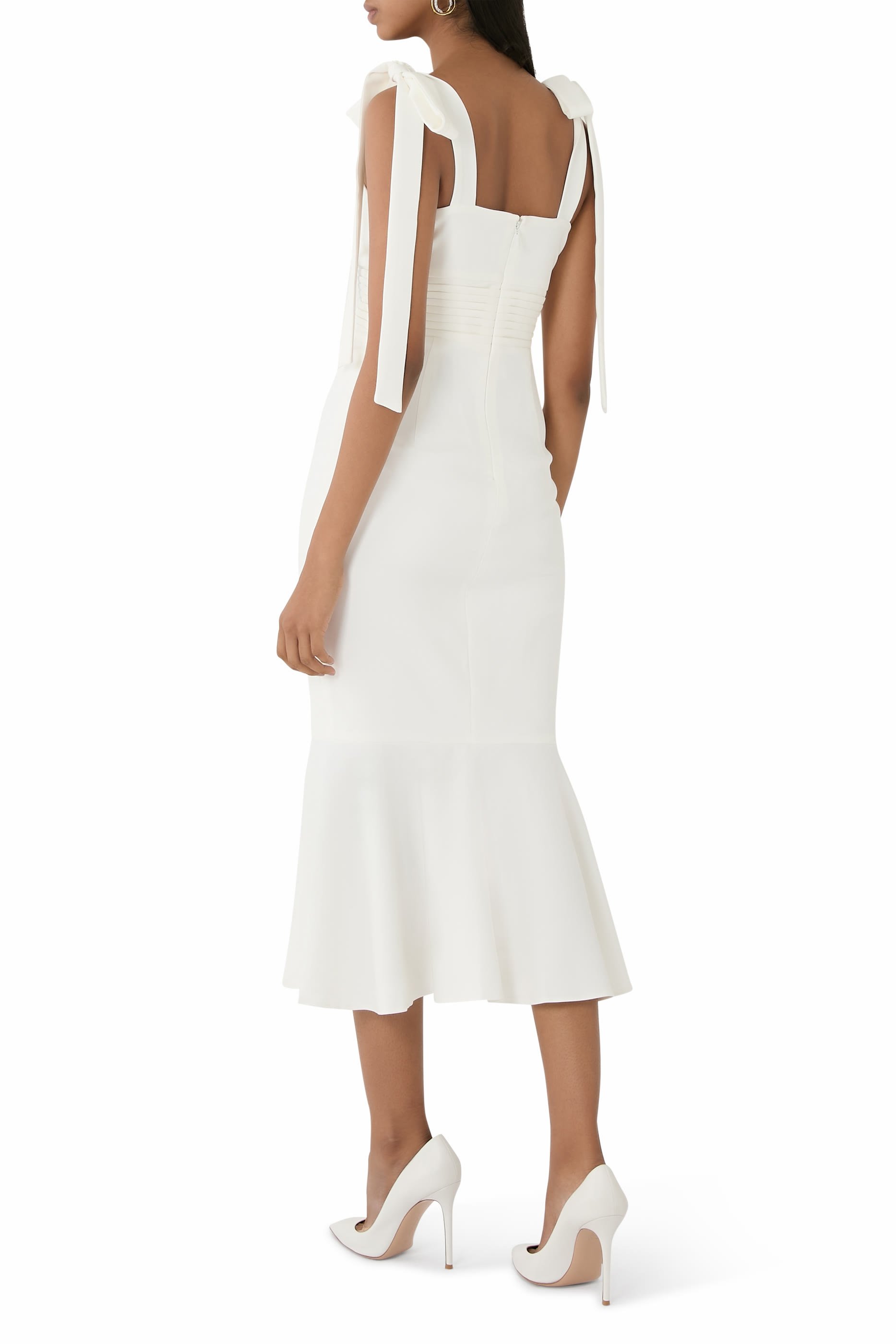 Kamila Tie Strap Micro Shell Button Midi Dress