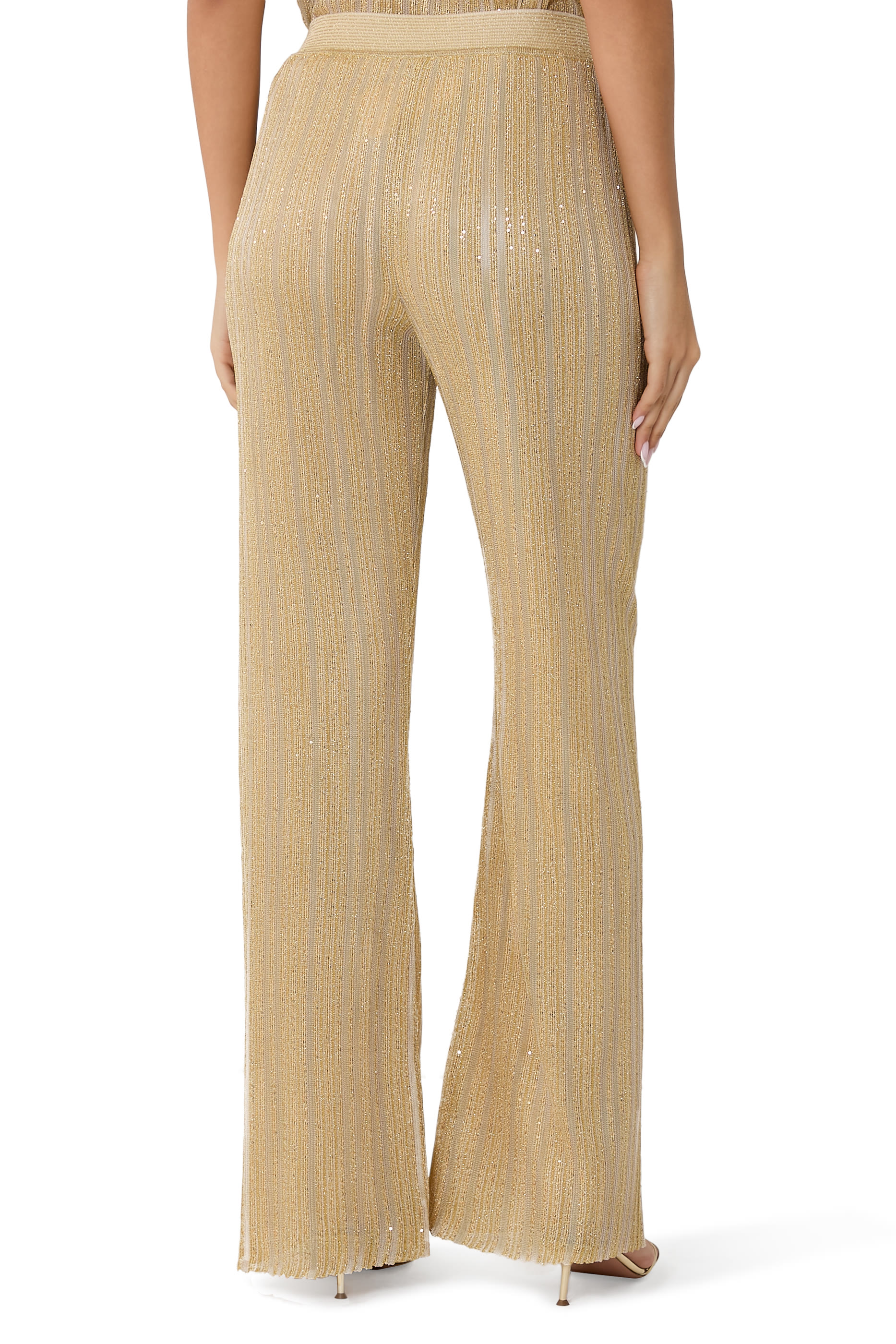 Zig Zag Lamé Straight Pants