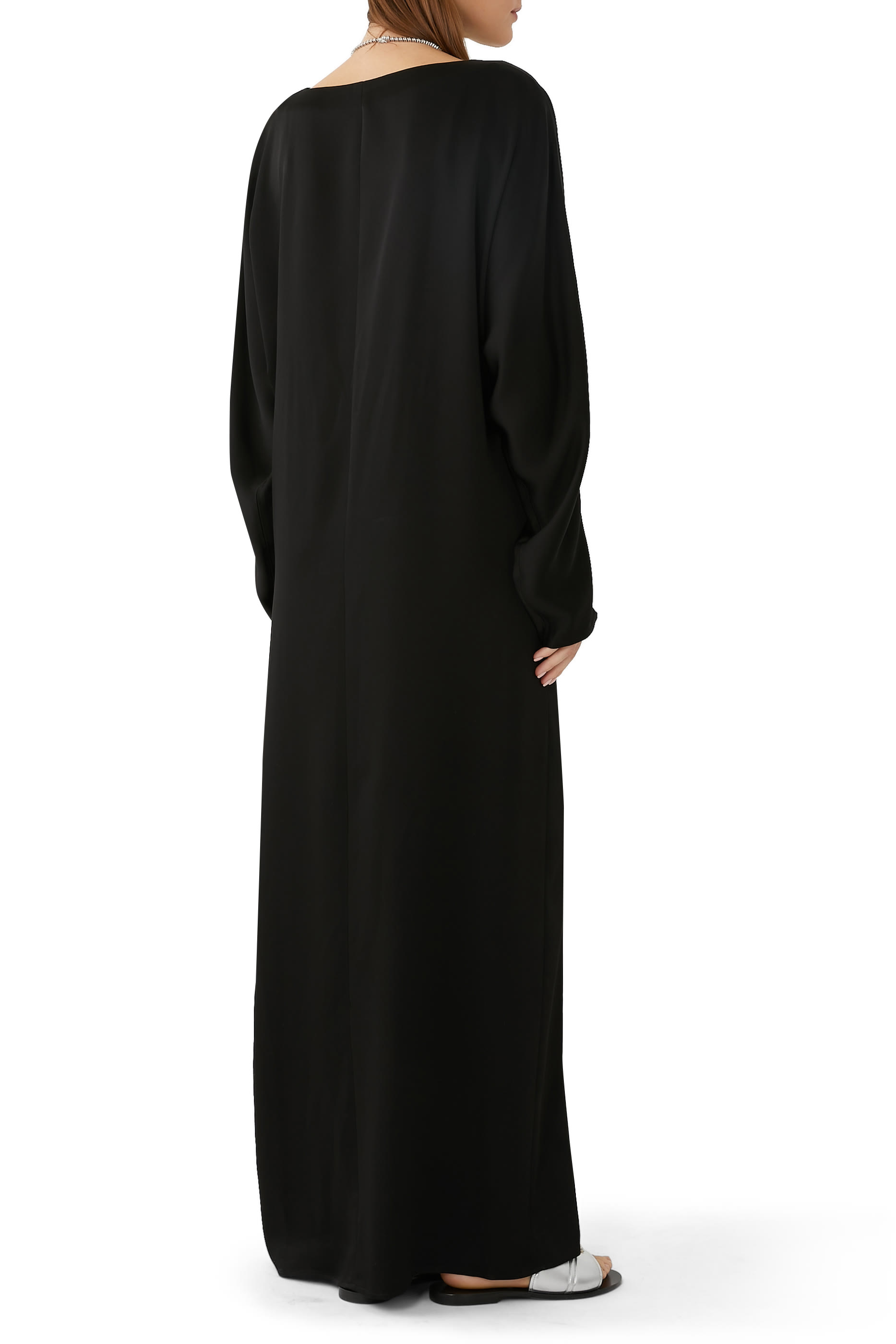 Long-Sleeve Satin Kaftan