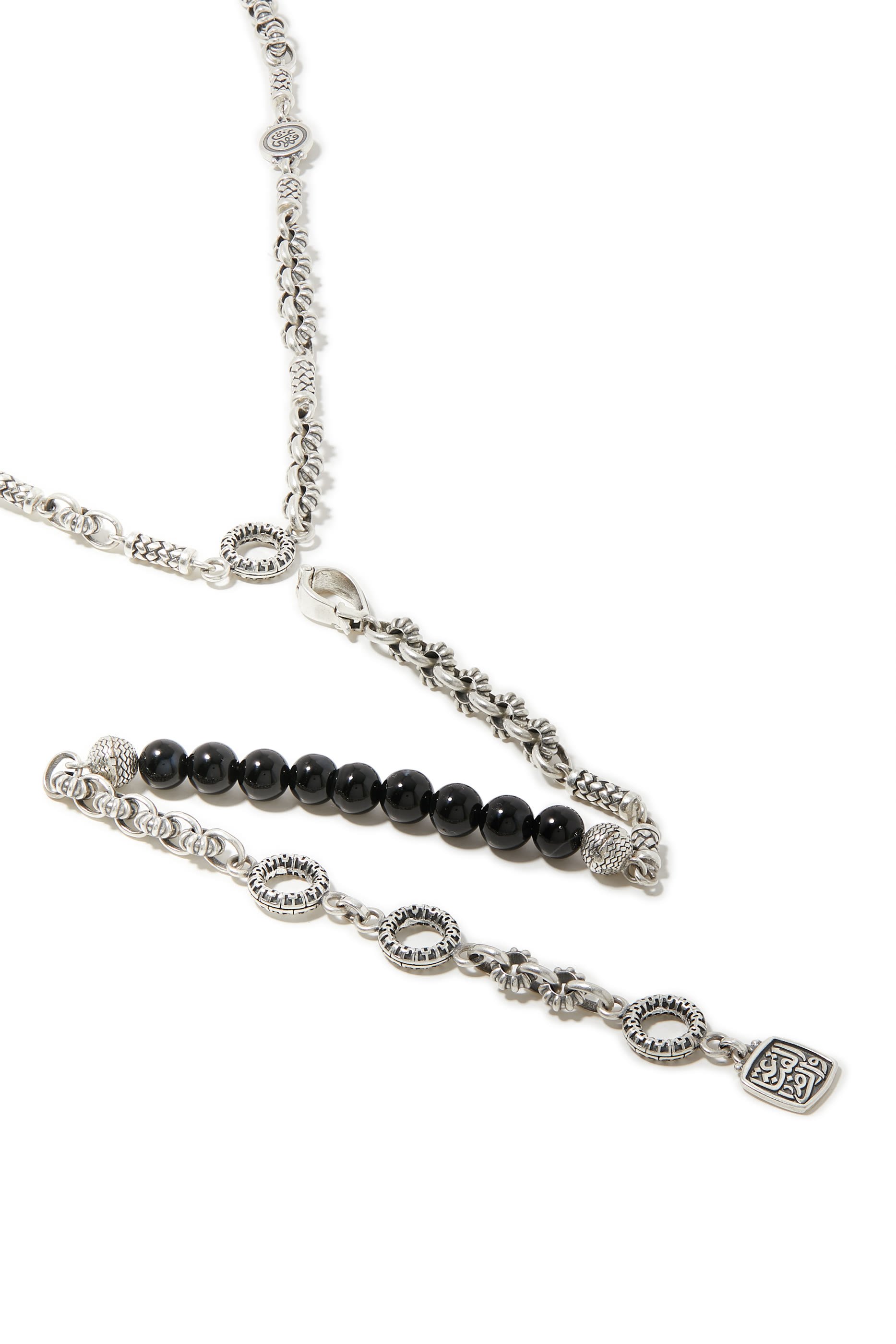 Multi-Way Contentment Necklace, Silver & Onyx