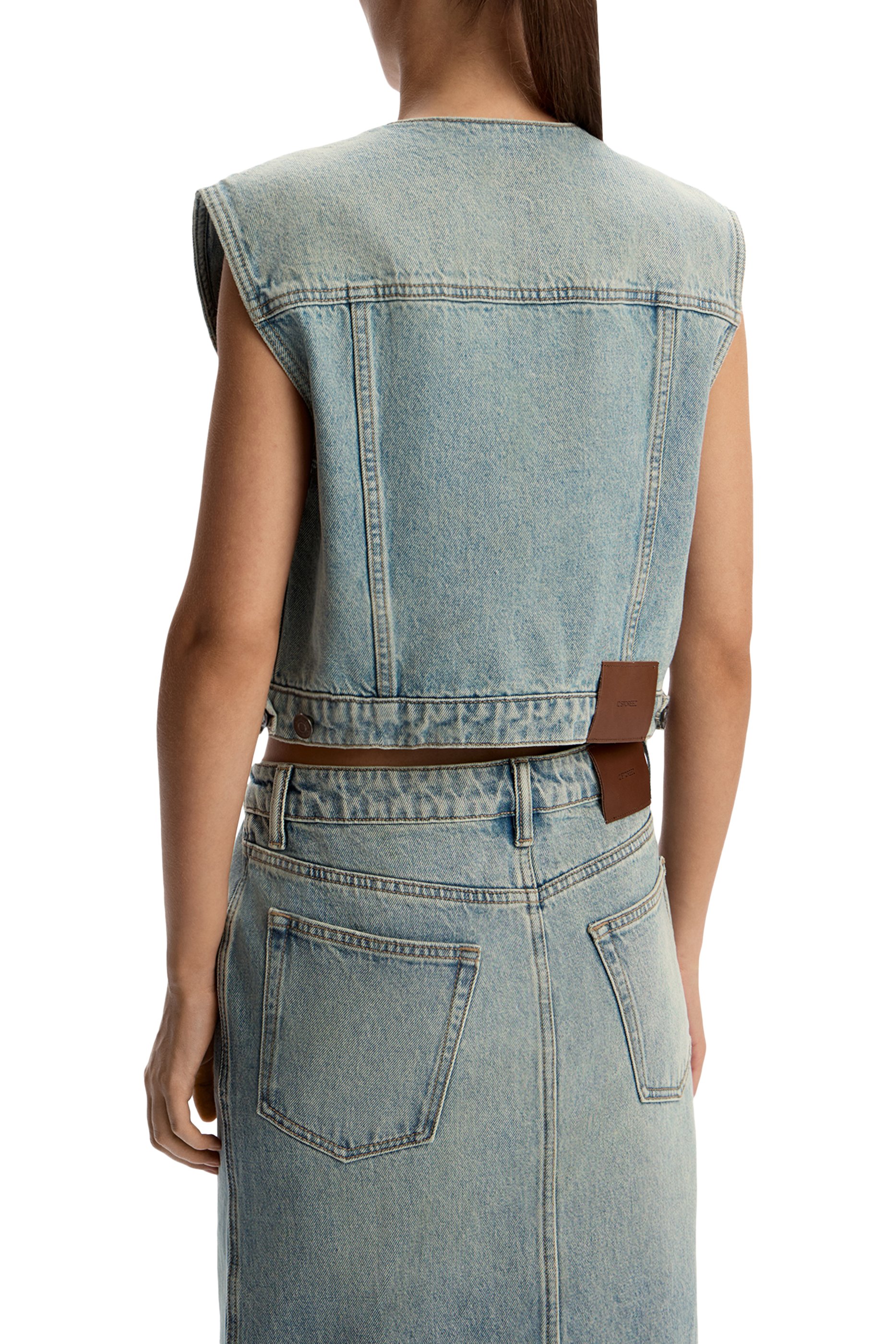 Front Slit Denim Skirt