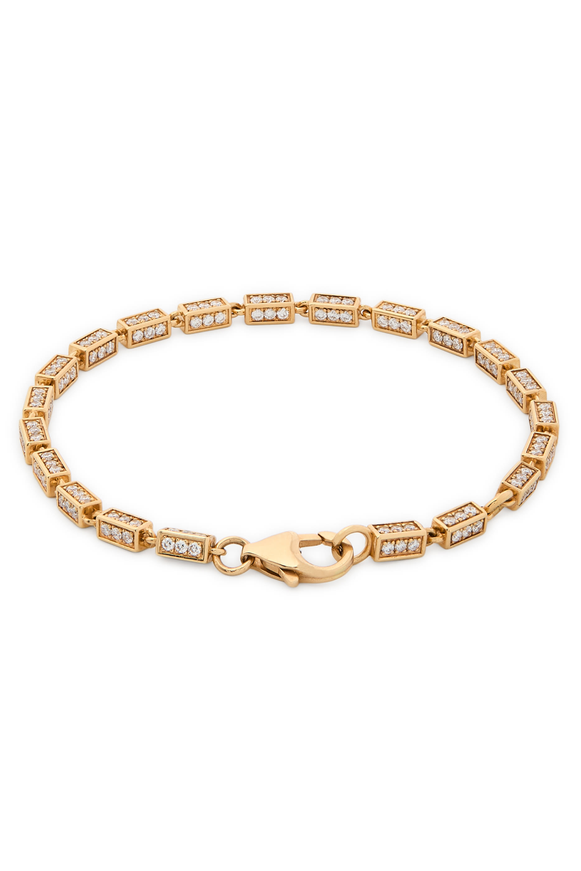 Block-Chain Medium Bracelet, 18k Yellow Gold & Diamonds